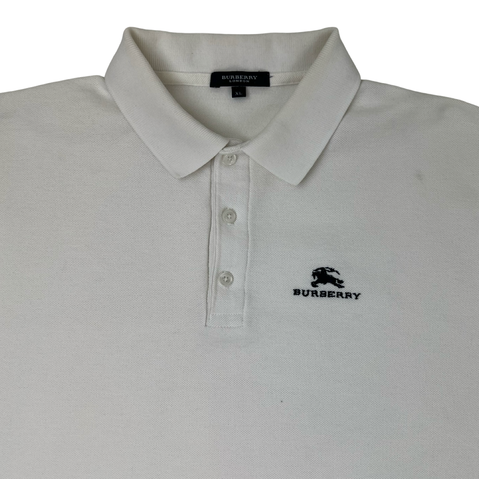 Vintage Burberry “Equestrian Knight” Polo Shirt White