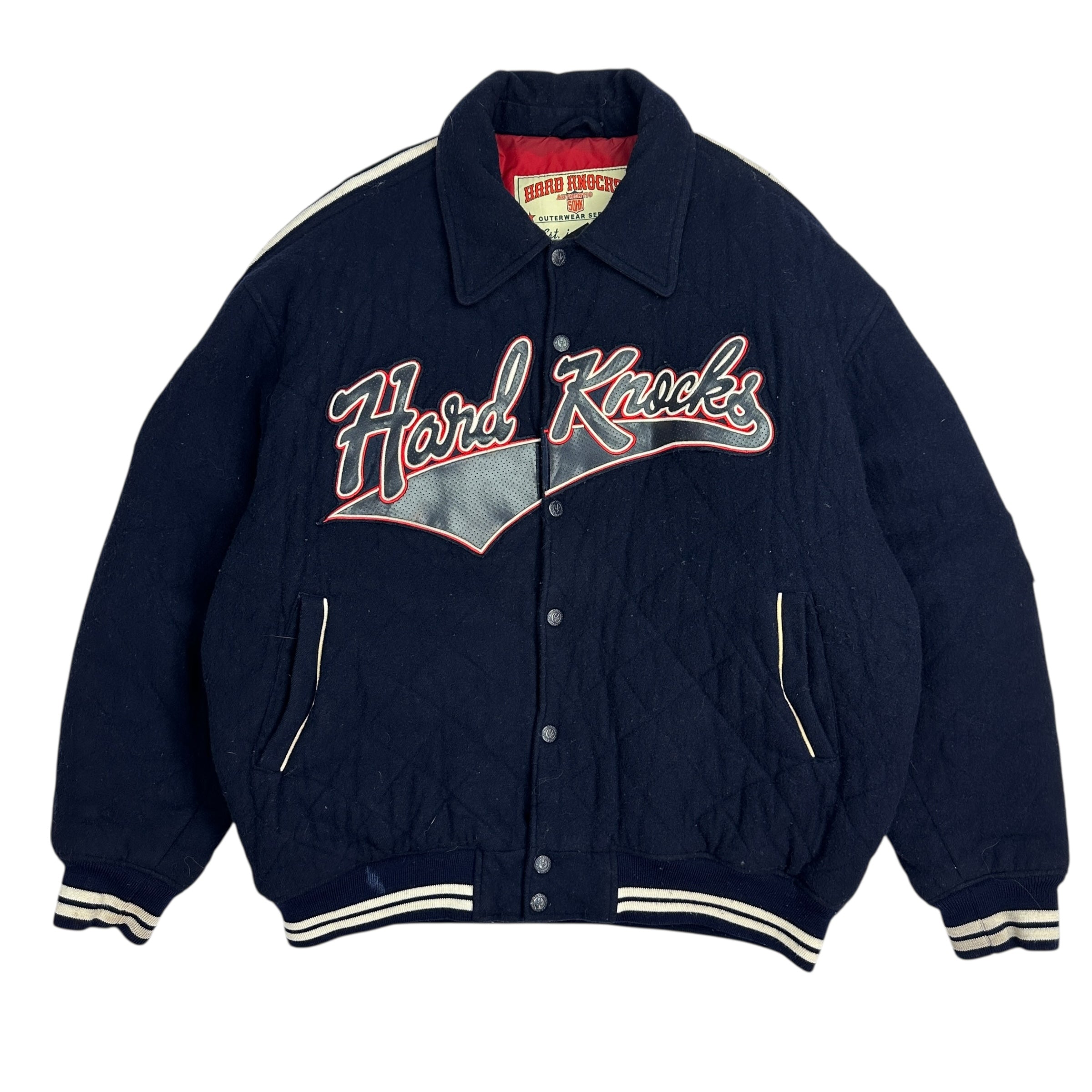 Vintage Y2K Hard Knocks Wool Varsity Jacket Navy