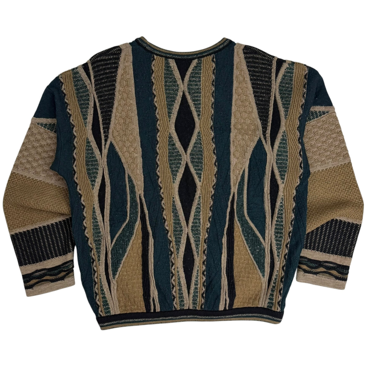 Vintage Tosani 3D Knit Sweater Tan/Green