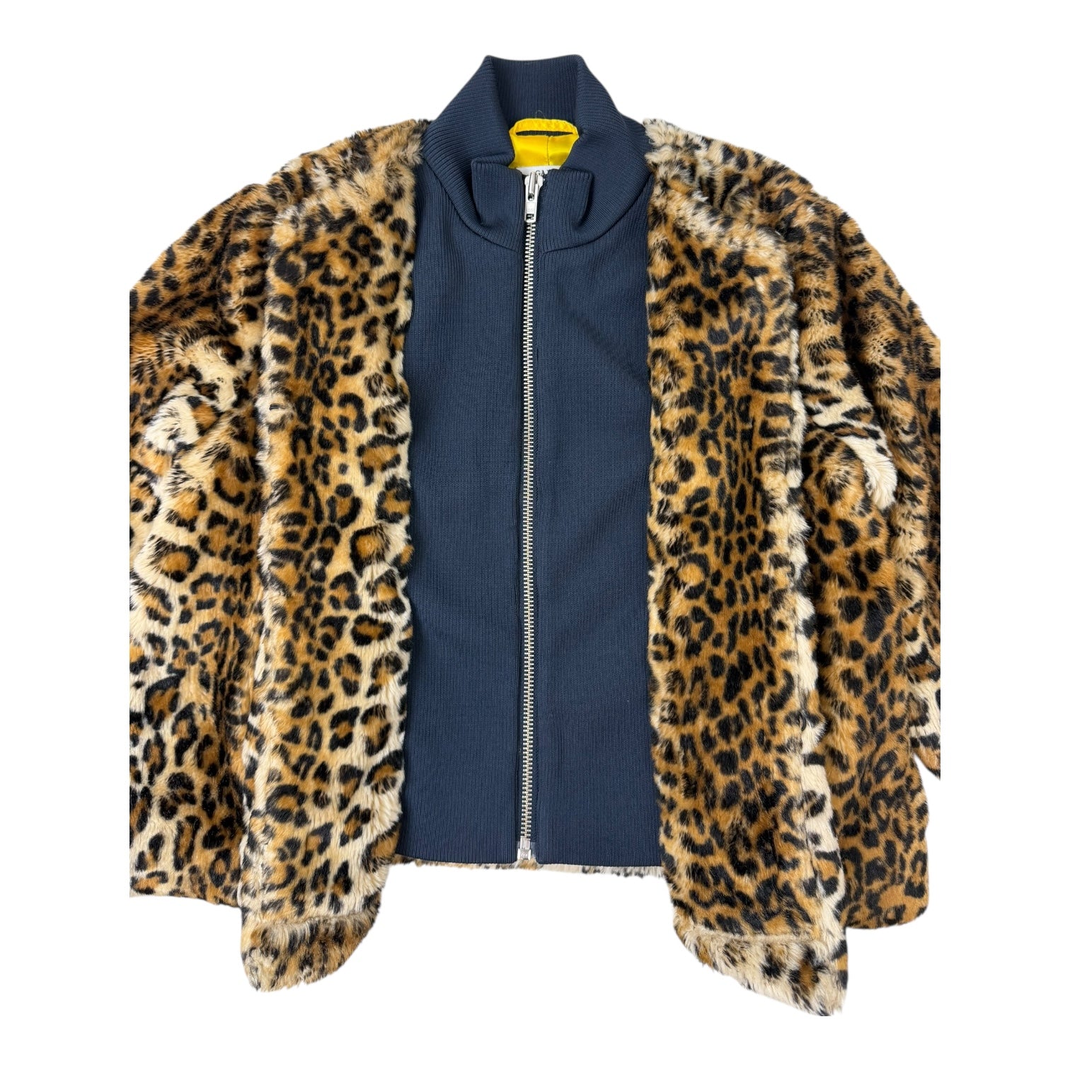 Ganni Leopard Print Fur Double Jacket