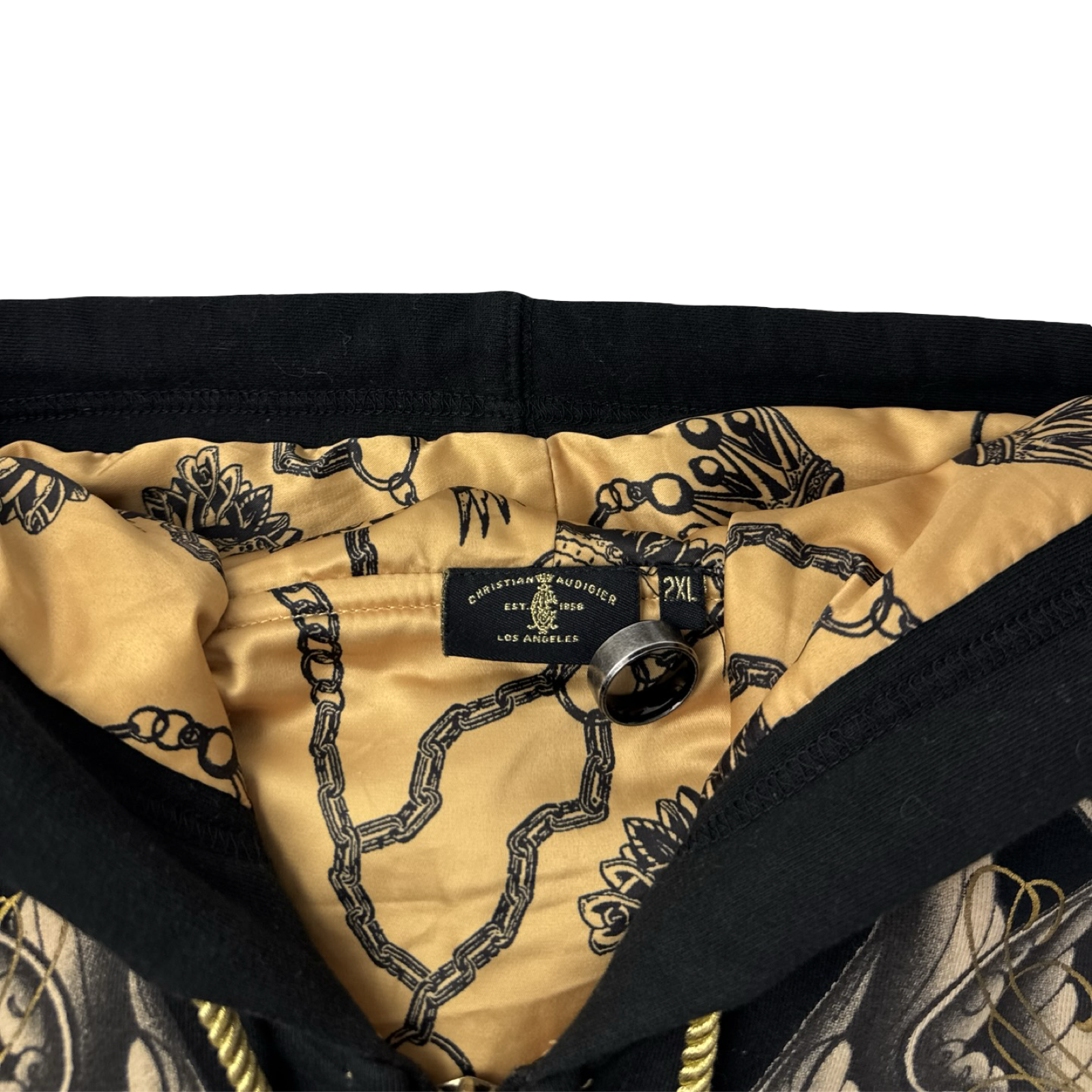 Vintage Y2K Christian Audigier Zip Up Mall Goth Hoodie Black/Gold