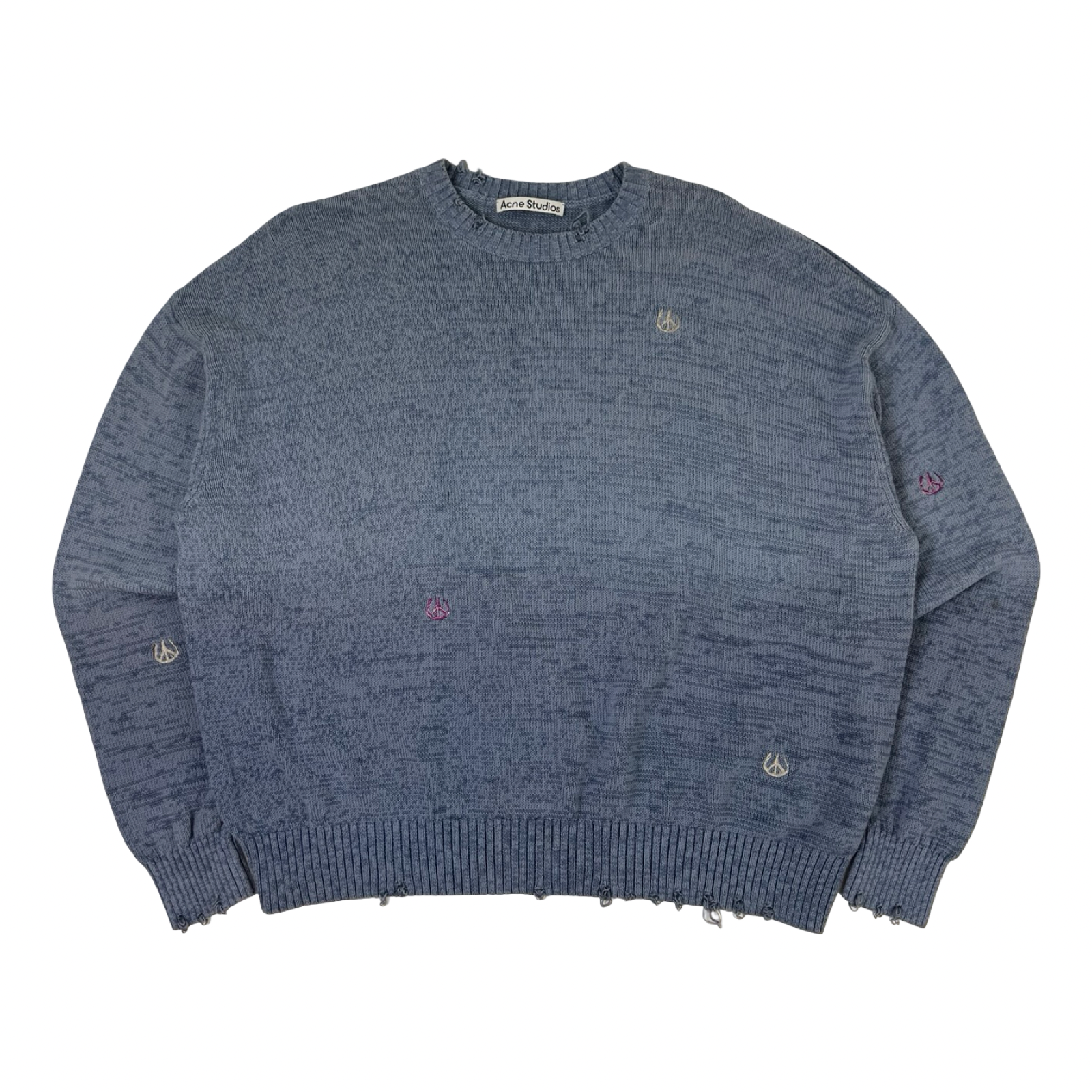 Acne Studios Distressed Crewneck Sweater Blue