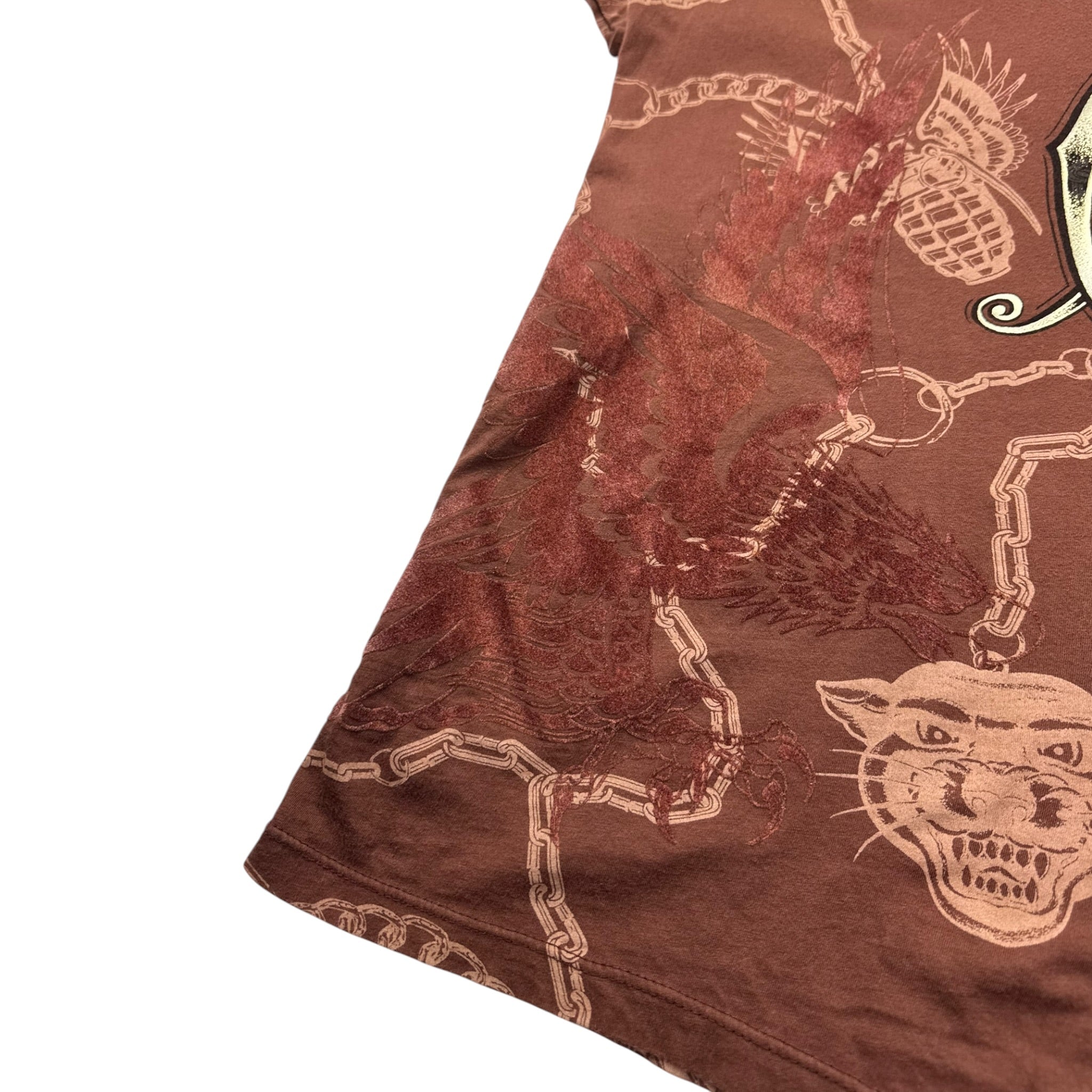 Y2K Christian Audigier T-Shirt Brown