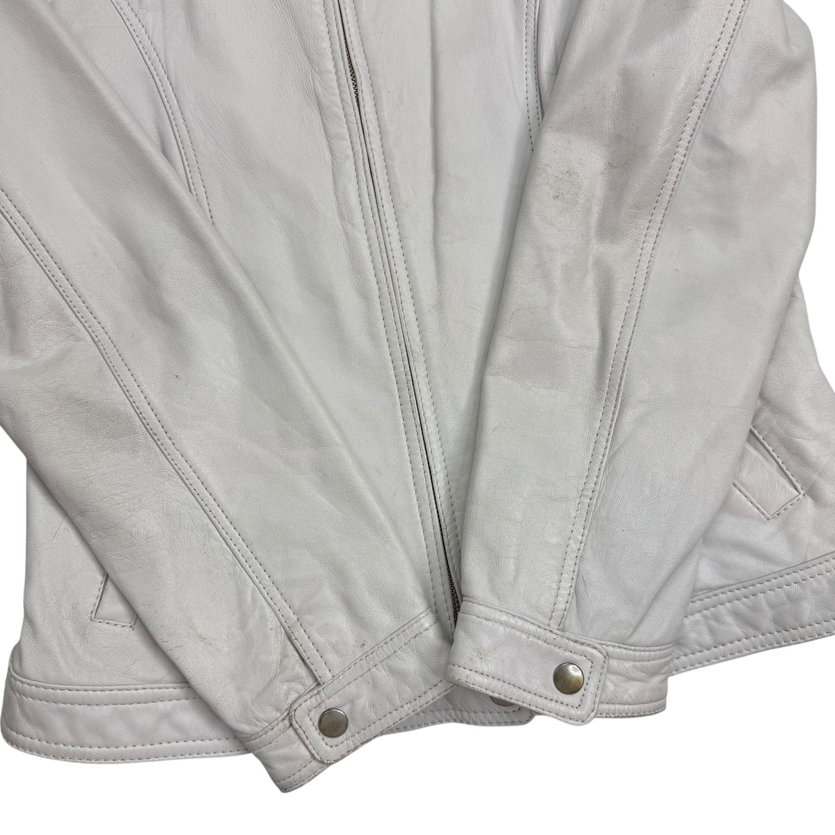 (W) Vintage Danier Leather Moto Jacket White