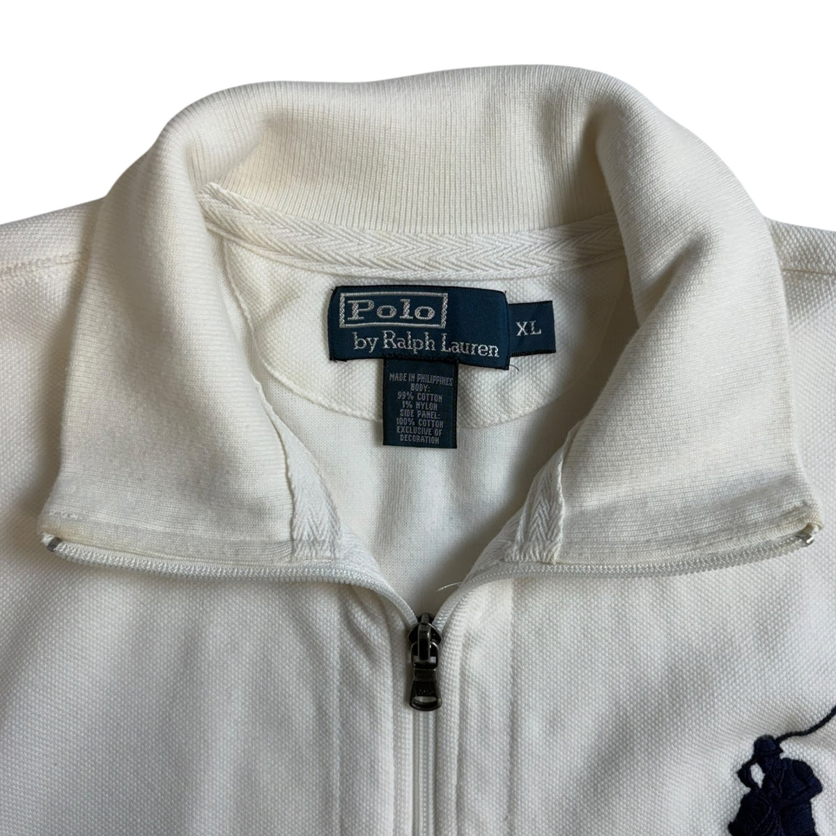 Vintage Polo Ralph Lauren Big Pony Zip-Up Sweater White
