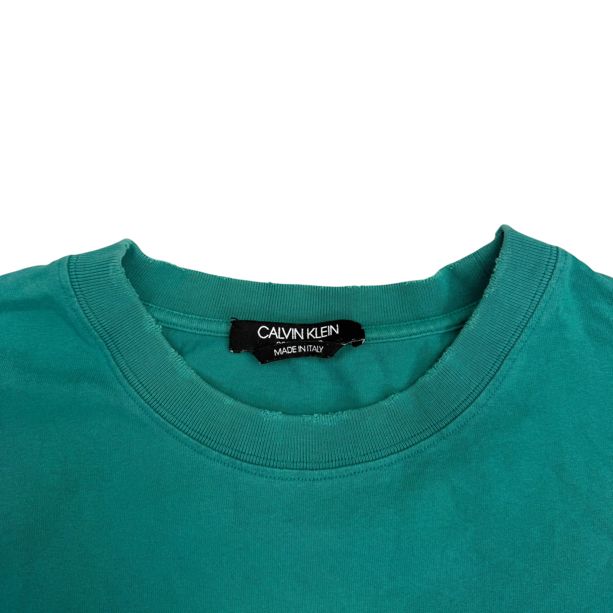Calvin Klein 205W39NYC By Raf Simons Oversized Embroidered Distressed Tee Turquoise