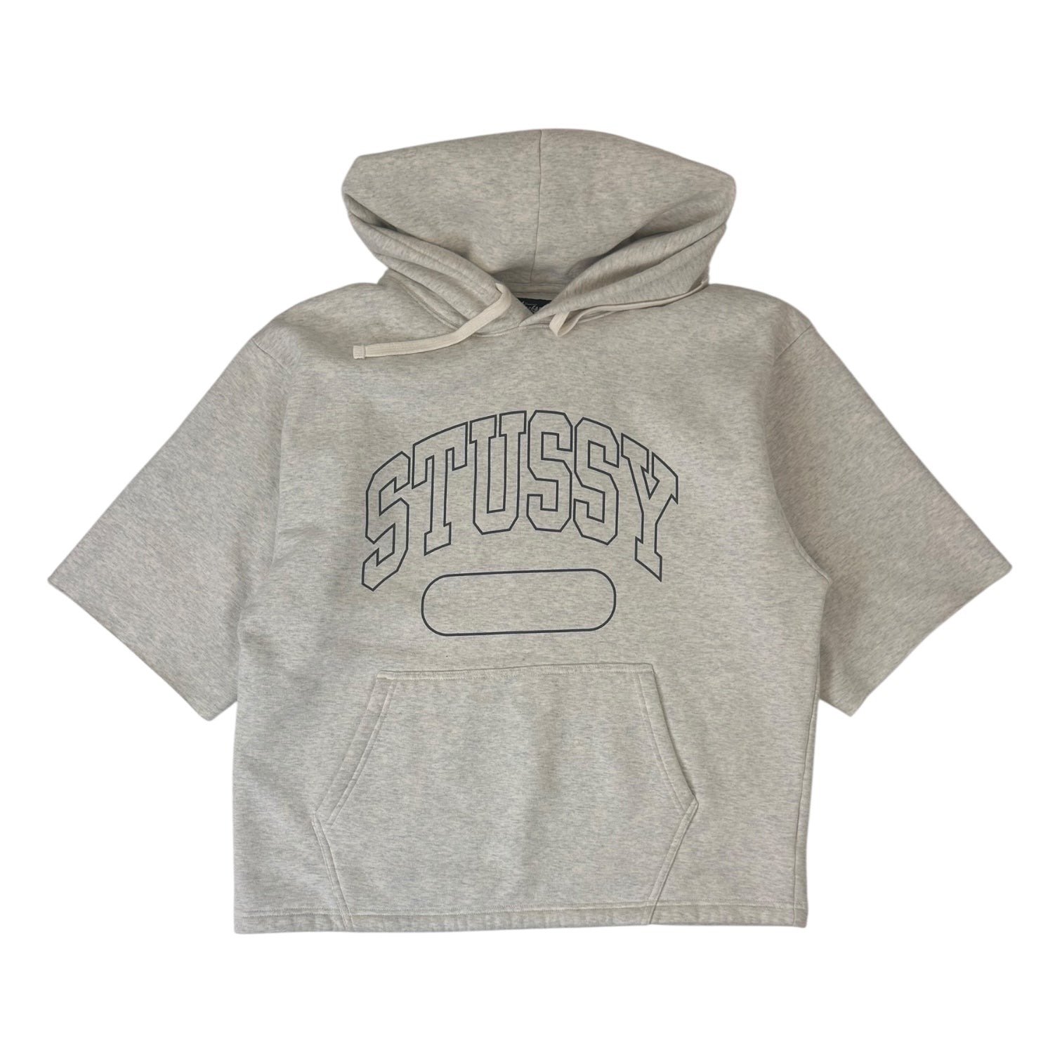 Stussy Short-Sleeve Boxy Cropped Hoodie Grey