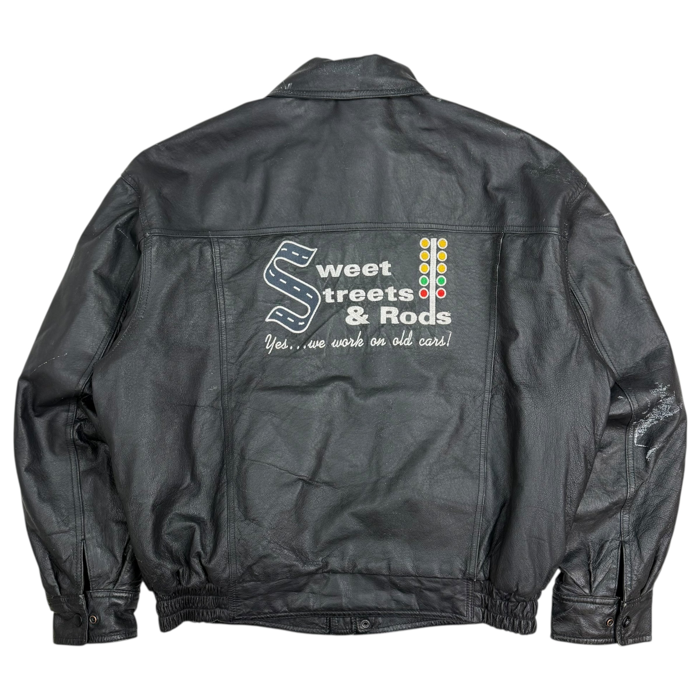Vintage Sweet Streets & Rods Leather Race Jacket Black