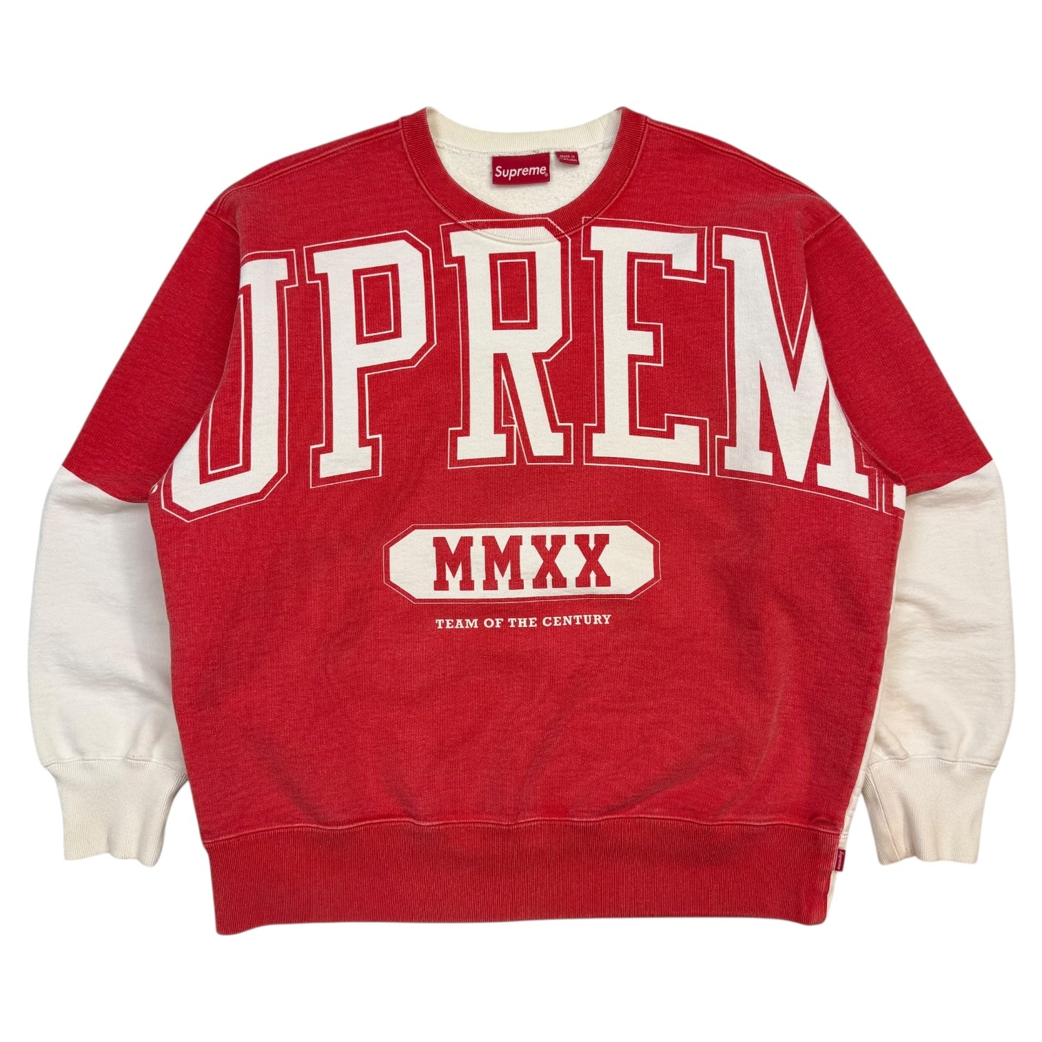 Supreme Overprint Crewneck Red/White