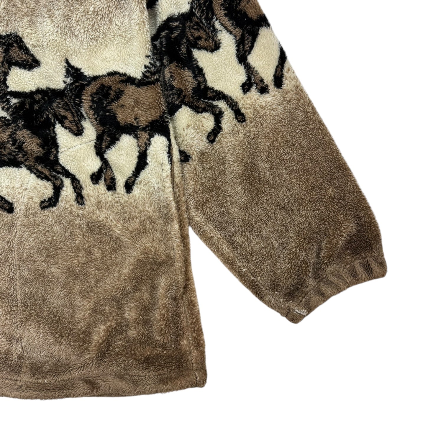 Vintage Horse Zip Up Fleece Jacket Light Brown