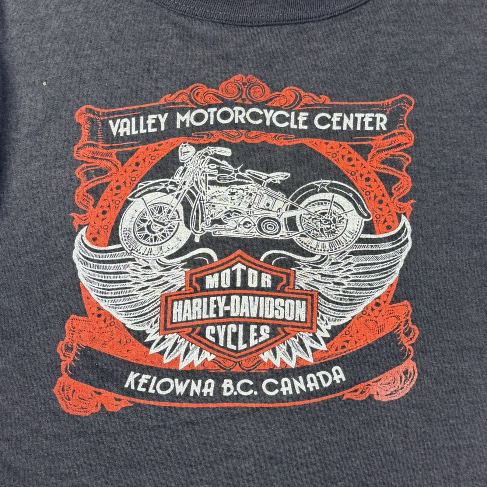 (W) 80s Harley Davidson Kelowna BC Ringer T-Shirt