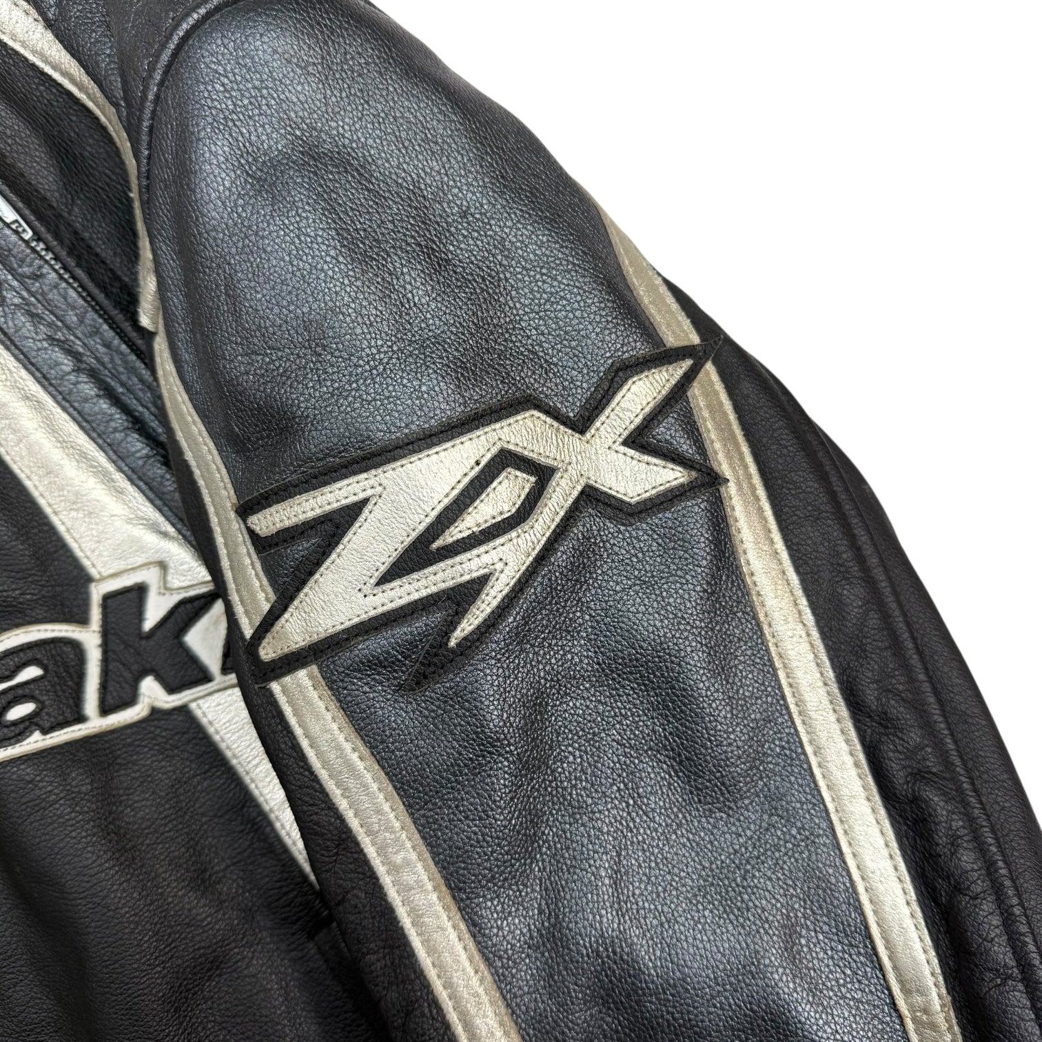 Vintage Kawasaki Leather Moto Jacket Black