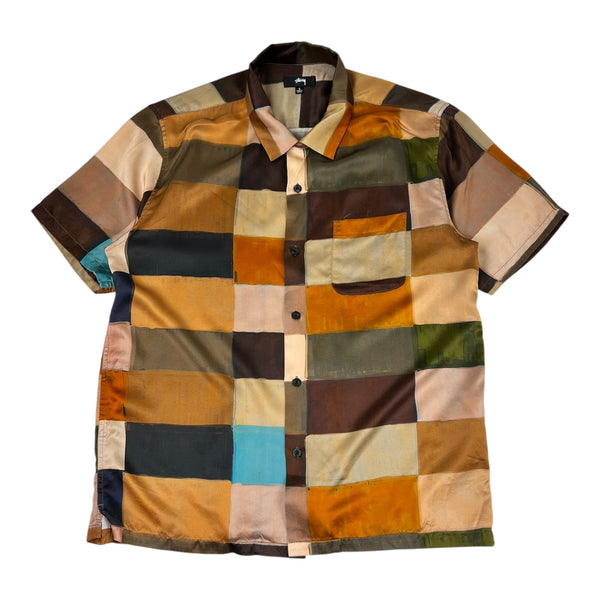 Stussy Painted Check Silk Shirt in Multicolor