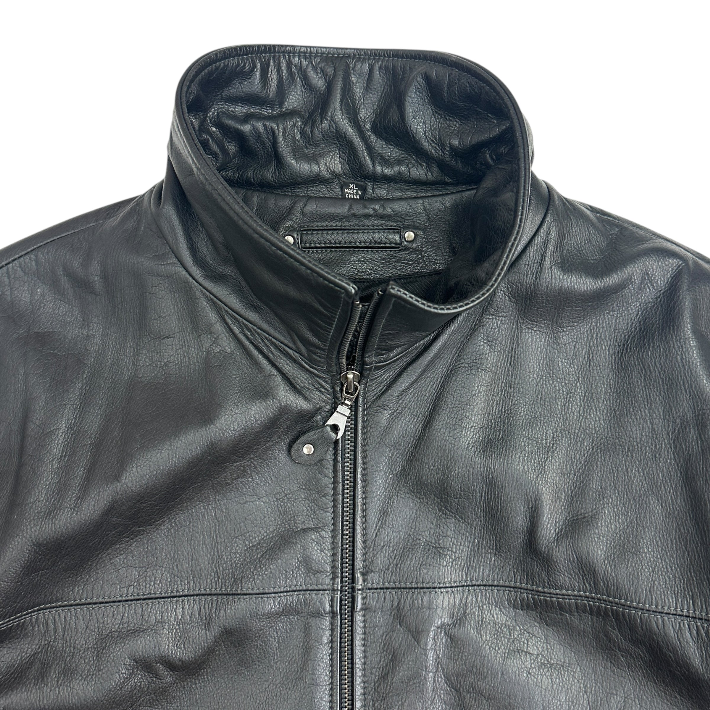 Vintage Britches Leather Bomber Jacket Black