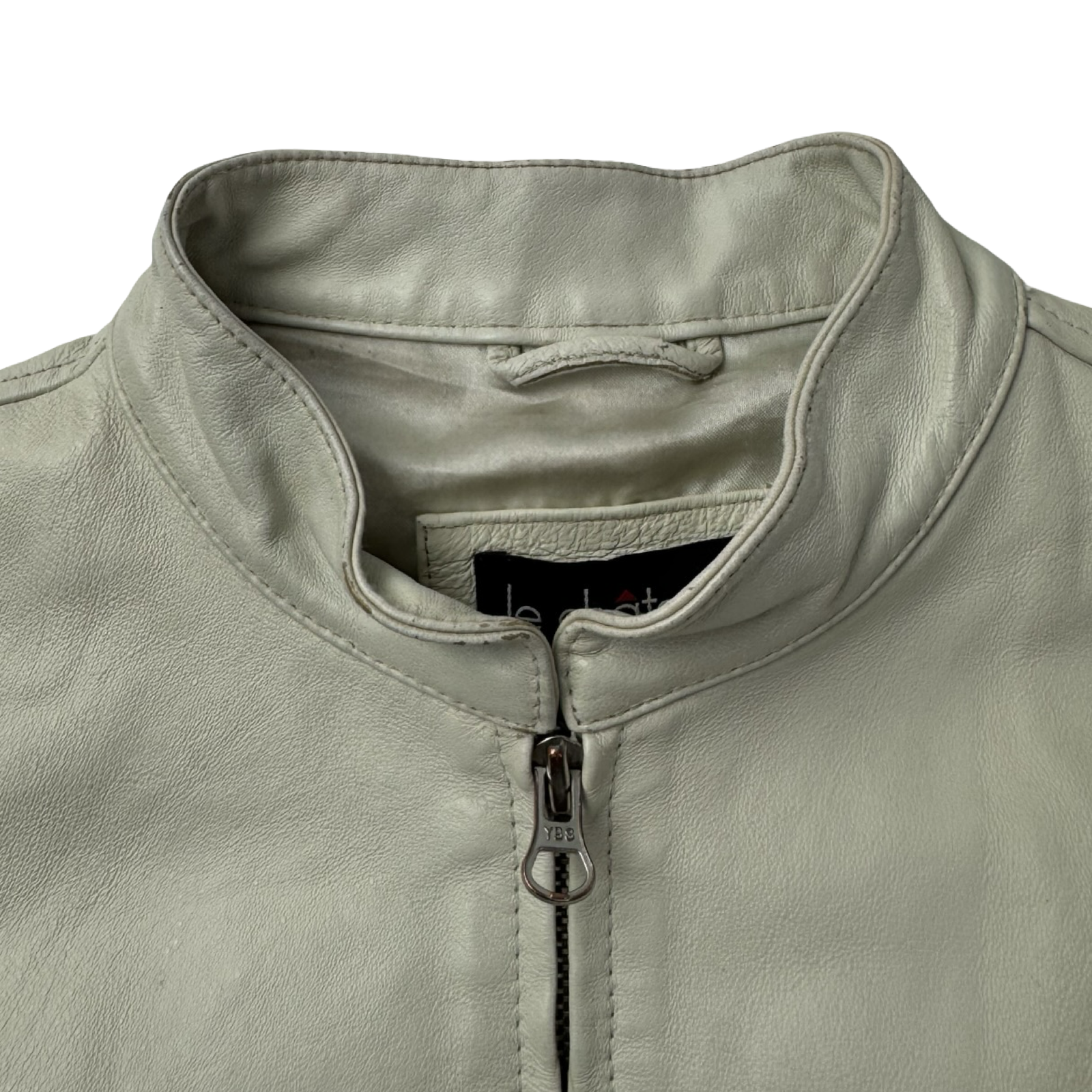 (W) Vintage Le Chateaux Ribbed White Leather Jacket