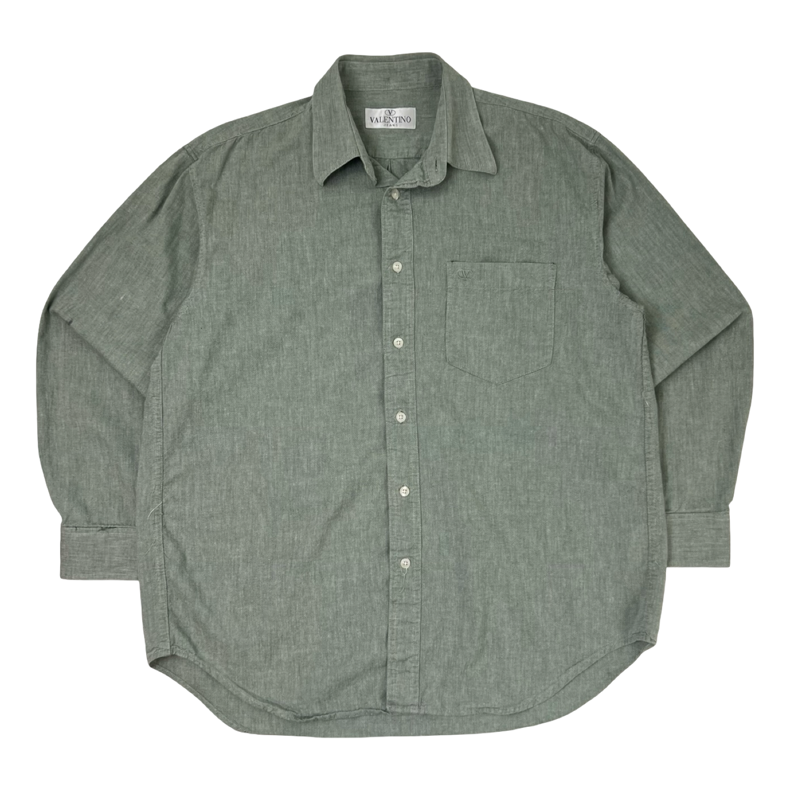 Vintage Valentino Jeans Button Up Shirt Green