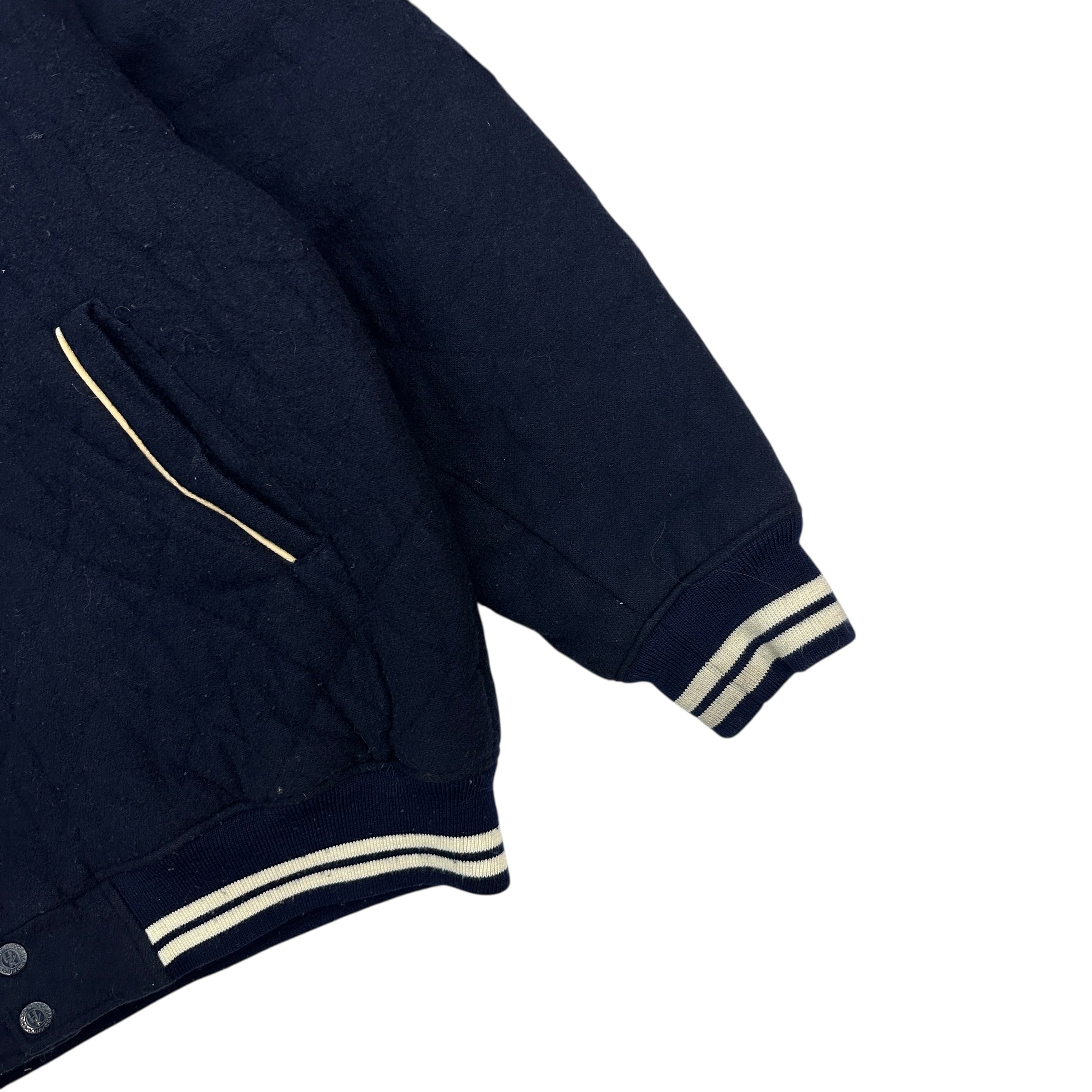 Vintage Y2K Hard Knocks Wool Varsity Jacket Navy