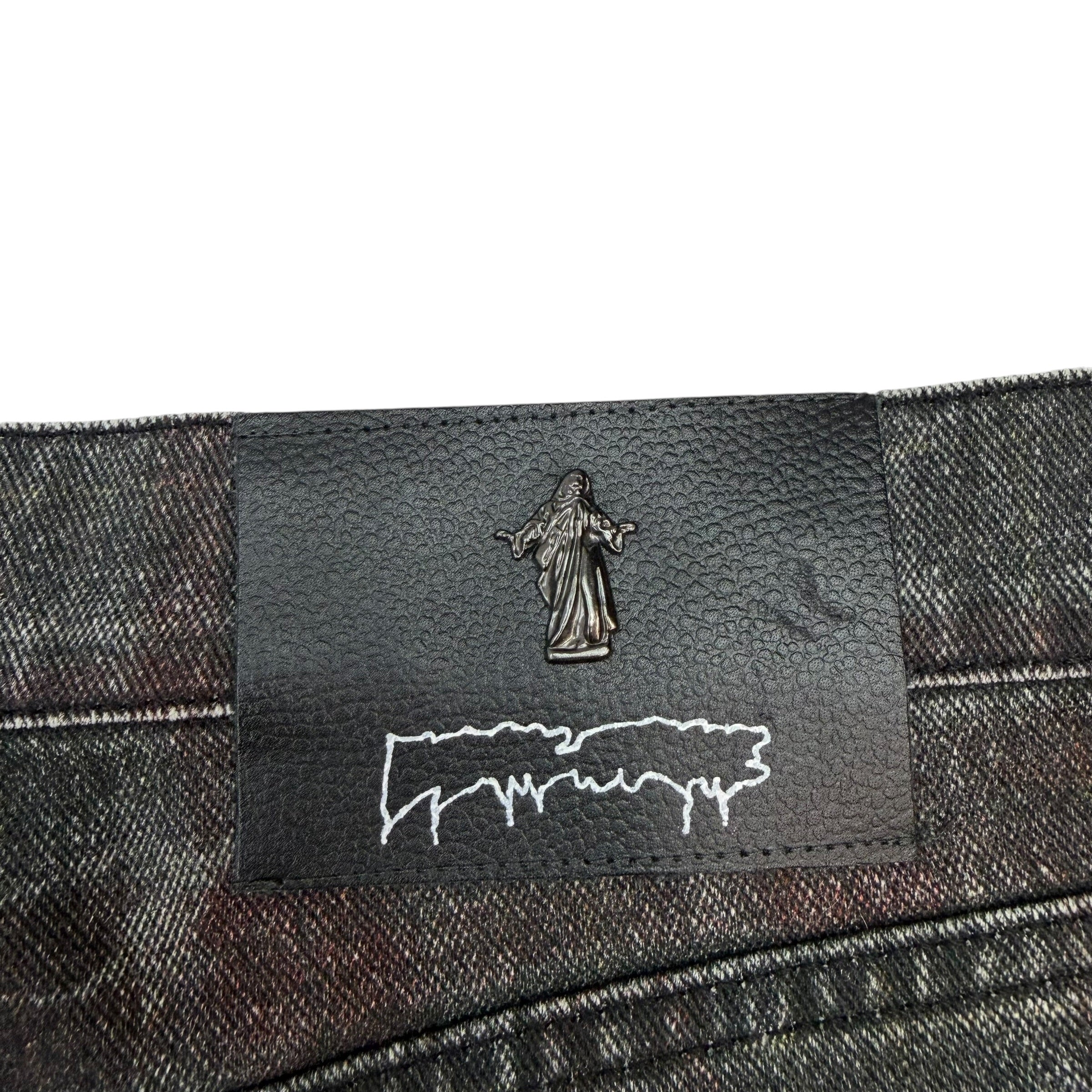 F*cking Awesome Miller Plaid Denim Shorts Black/Burgundy