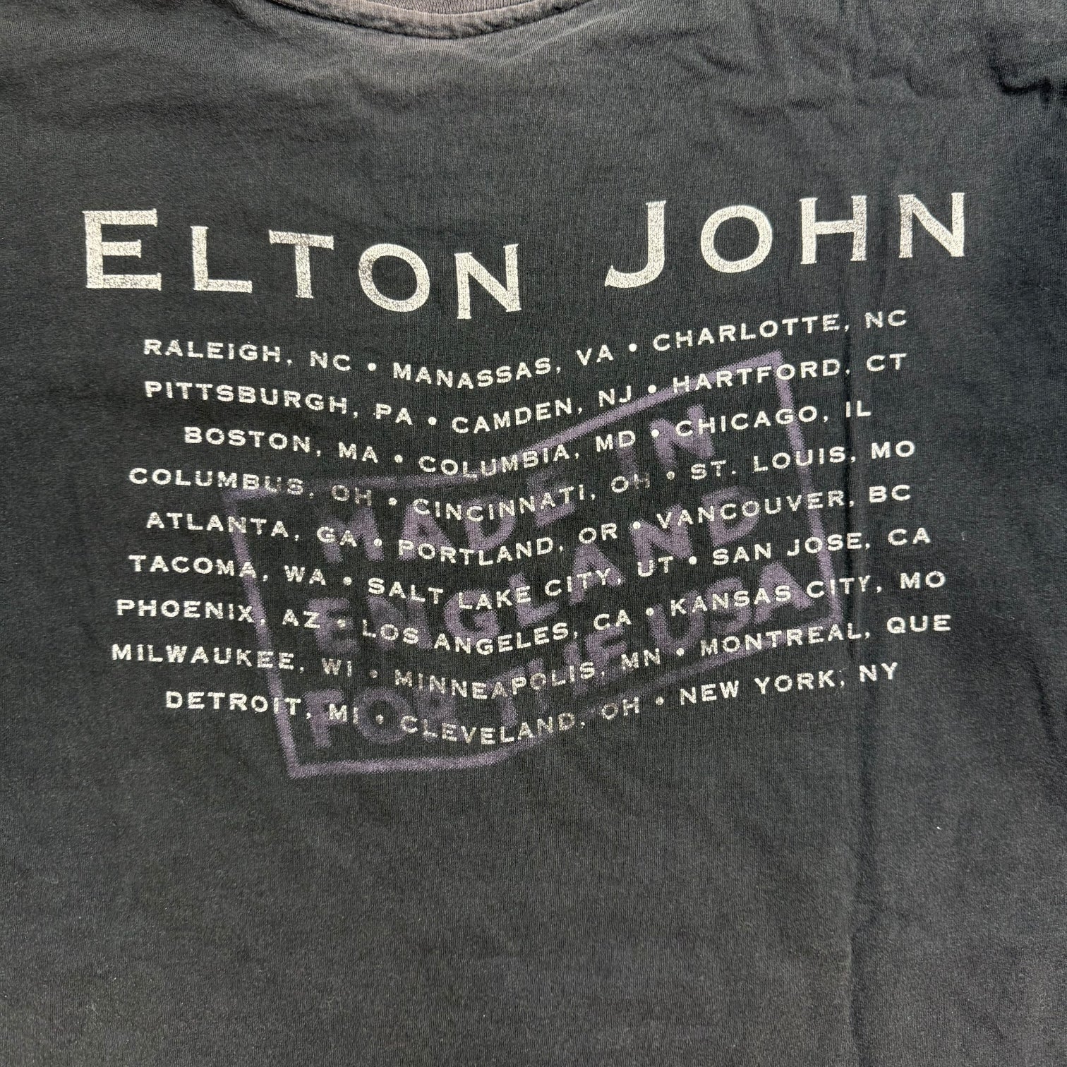 1995 Elton John Made In England Tour Tee Black