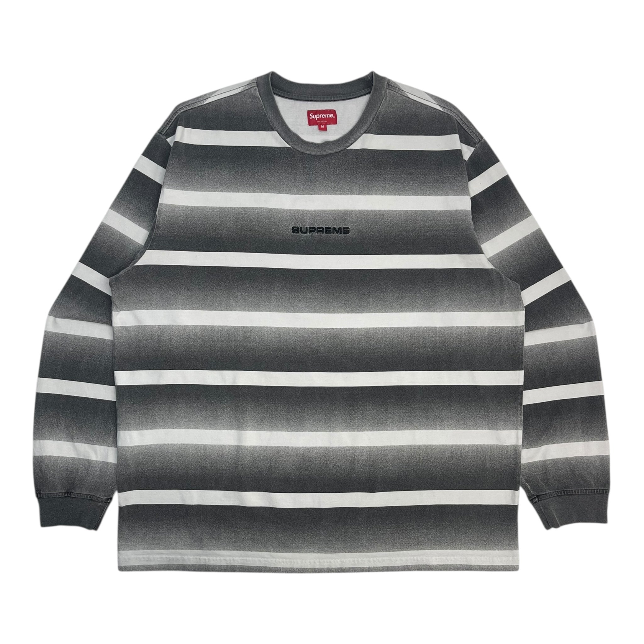 Supreme Fade Stripe L/S T-Shirt Grey