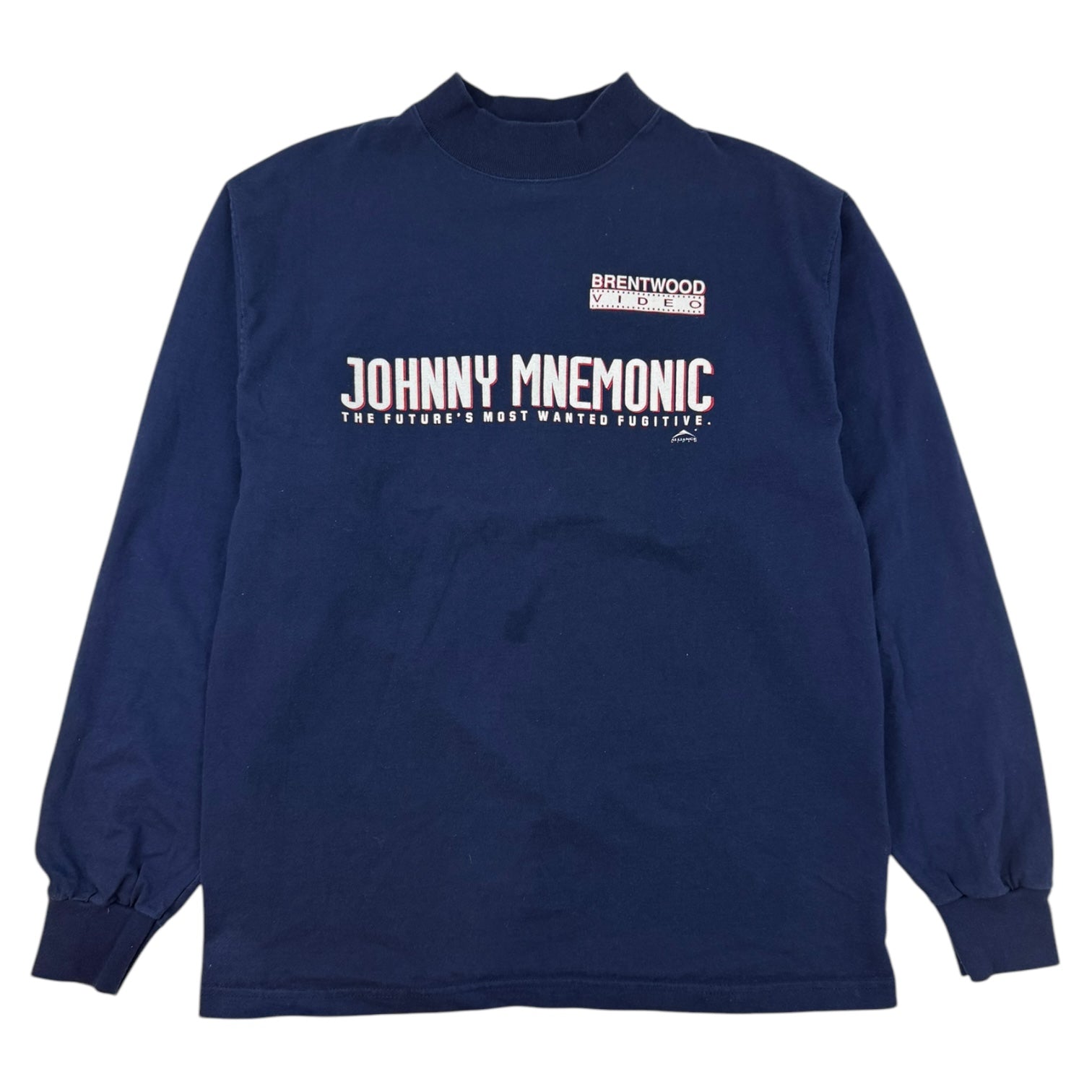 Vintage Johnny Mnemonic Keanu Reeves Mockneck Longsleeve Shirt Navy