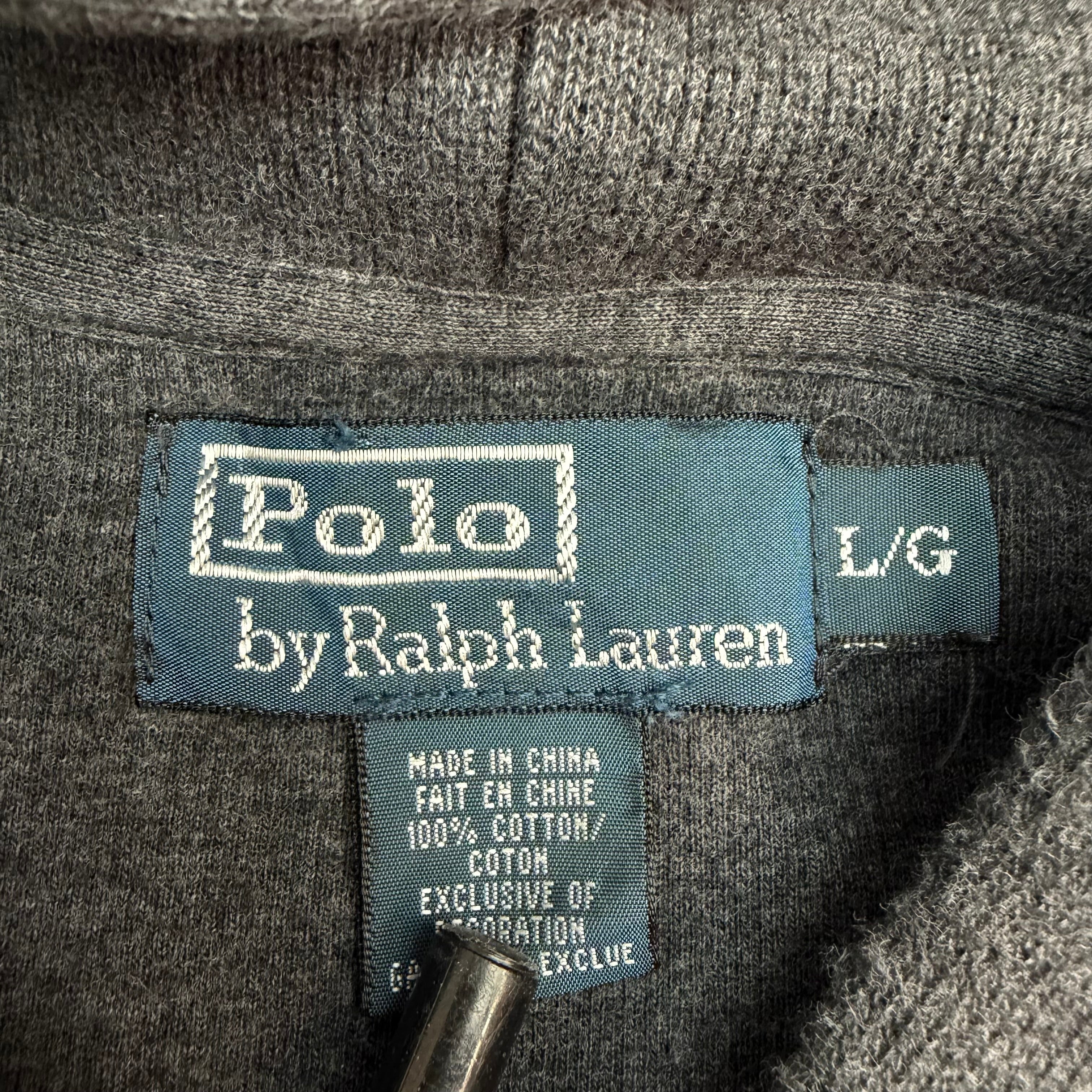 Vintage Polo Ralph Lauren Elbow Patch Hoodie Grey