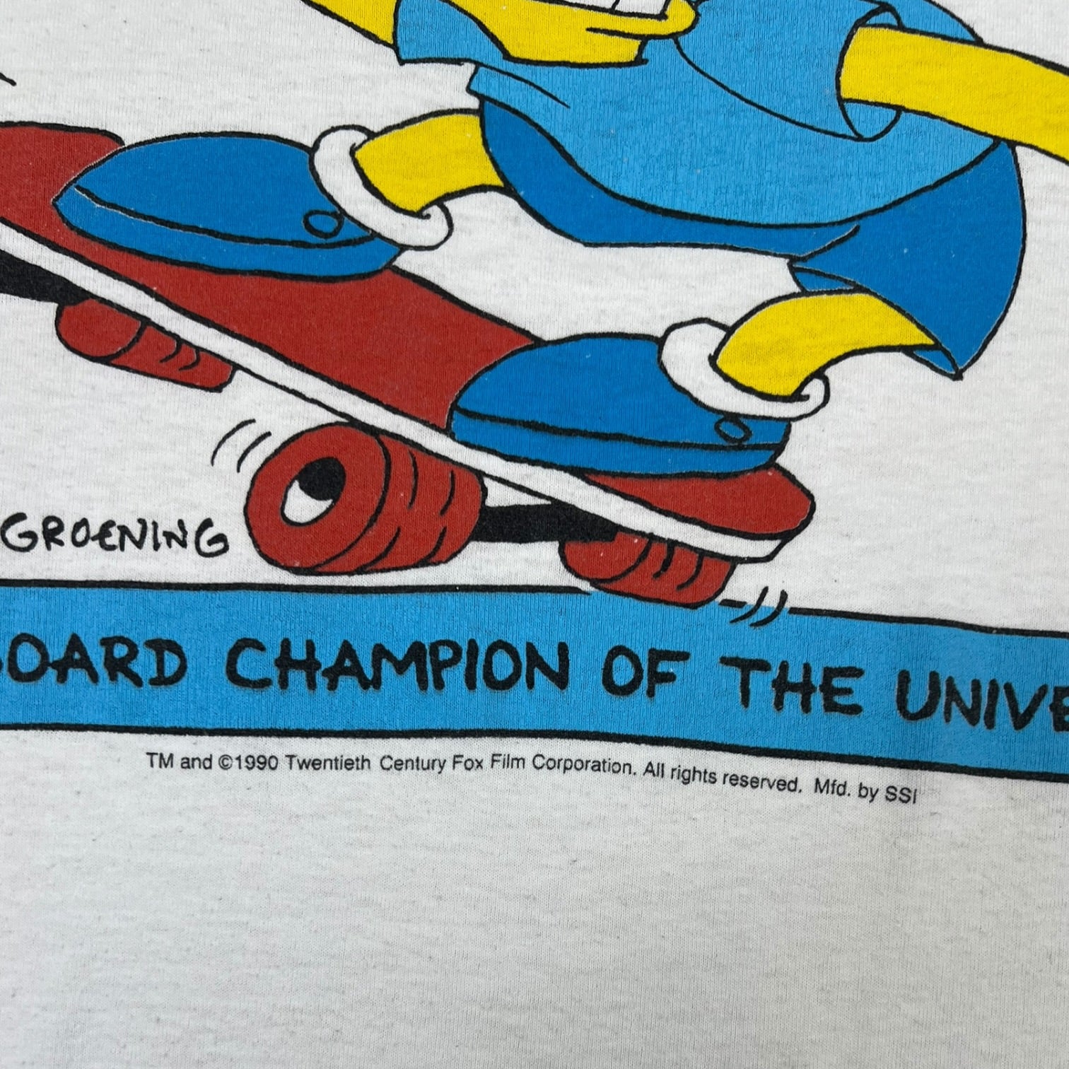 Vintage 1990 Bart Simpson “ Skateboard Champion of the Universe” T-Shirt White