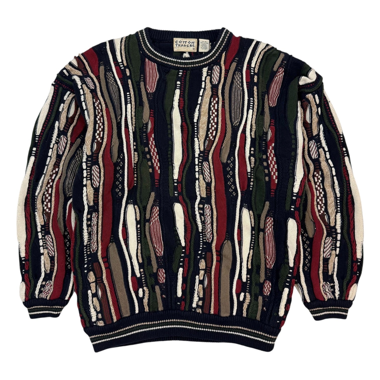 Vintage Cotton Traders Cable Knit Sweater Red/Black