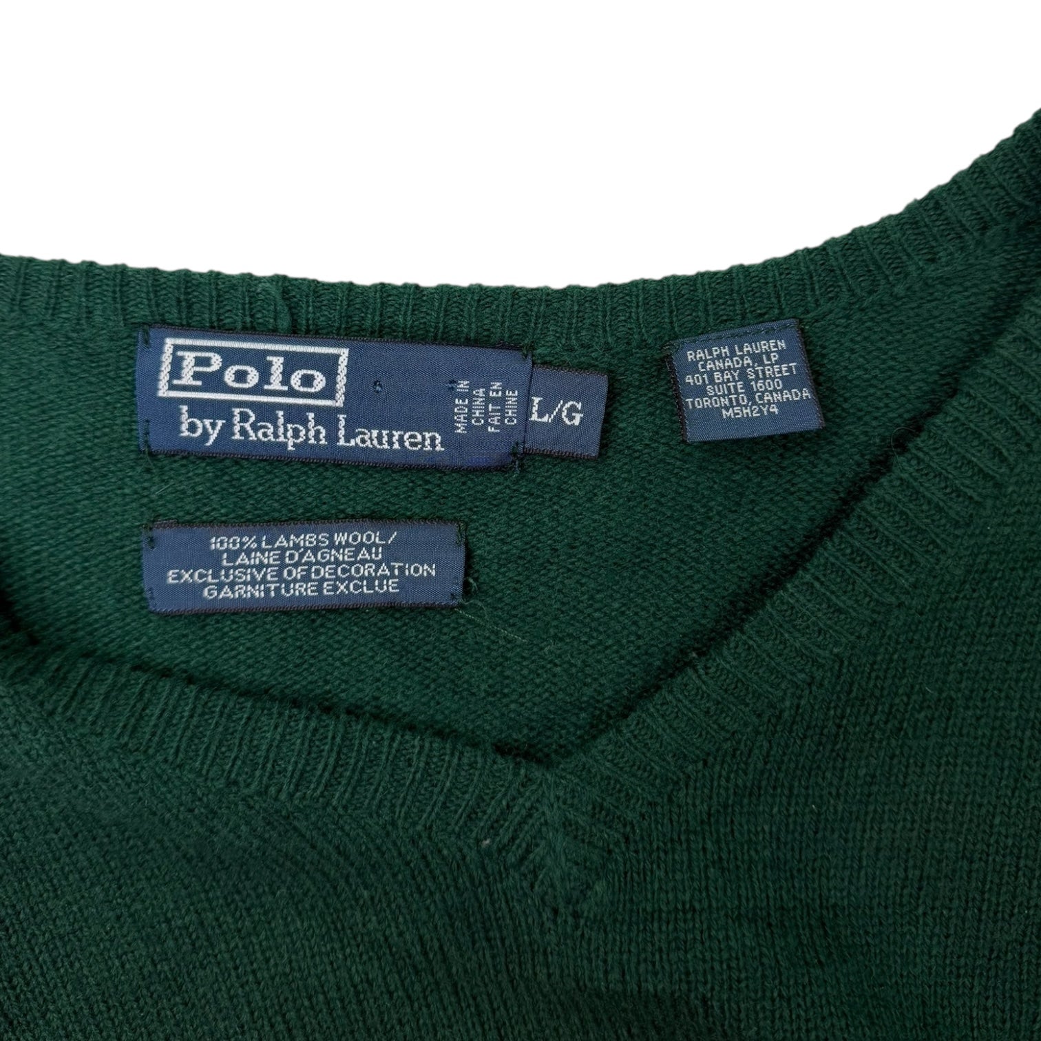 Vintage Polo Ralph Lauren Knit V-Neck Sweater Green