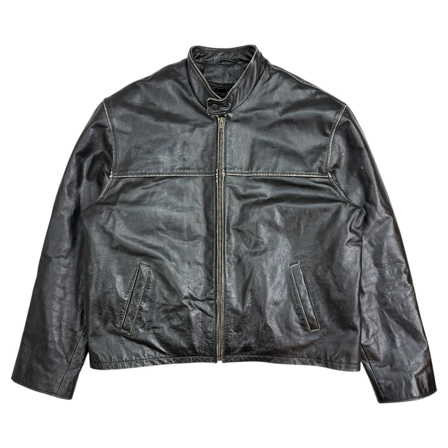 Vintage Guccini Leather Motorcycle Jacket Black