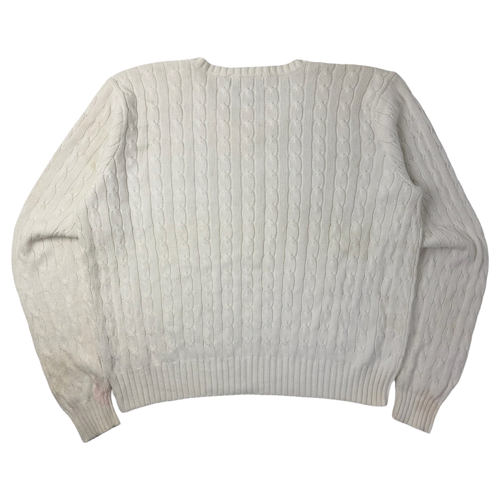 Vintage Polo Ralph Lauren V-Neck Cable Knit White