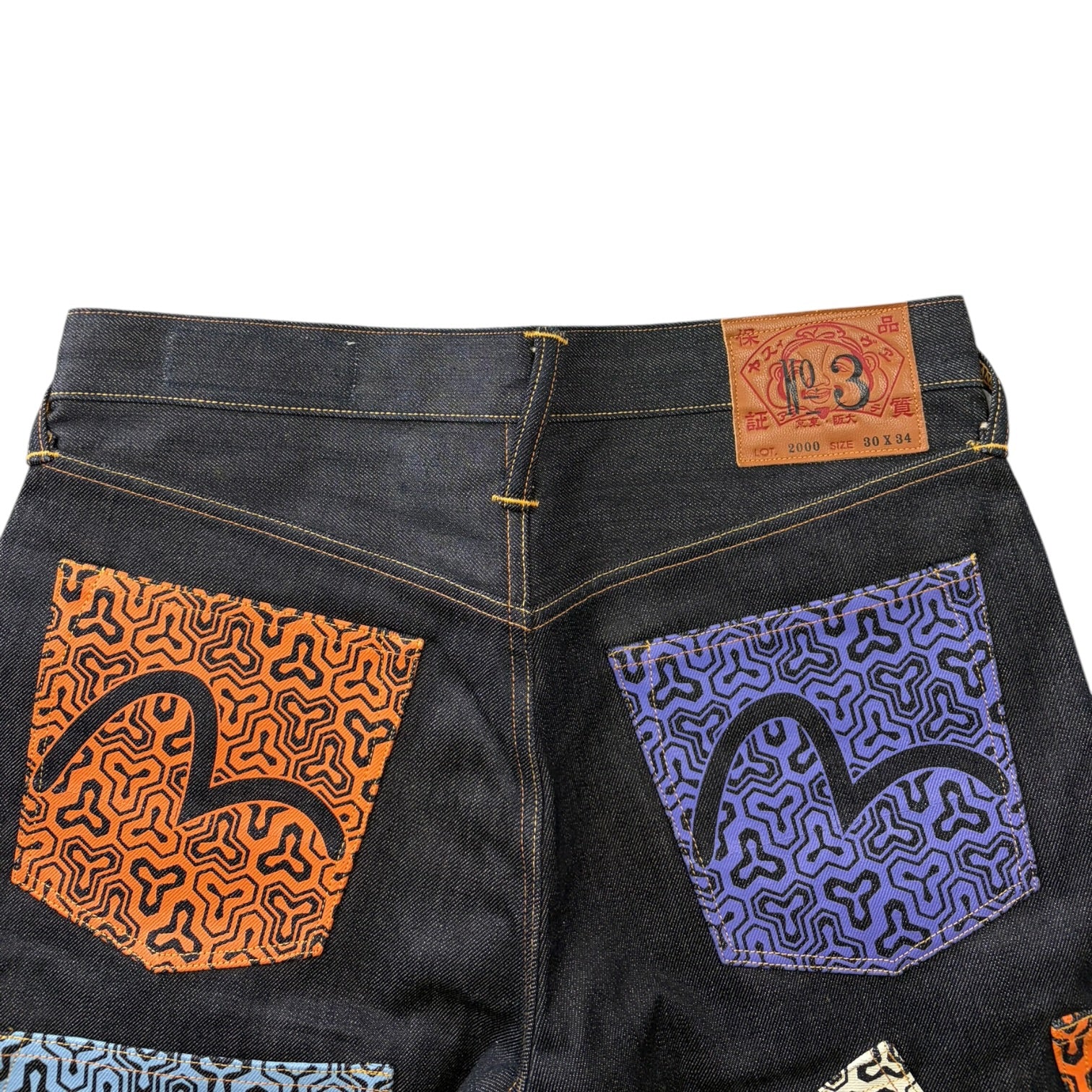 Evisu Multi-Pocket Selvedge Denim Jeans Multi/Dark Wash