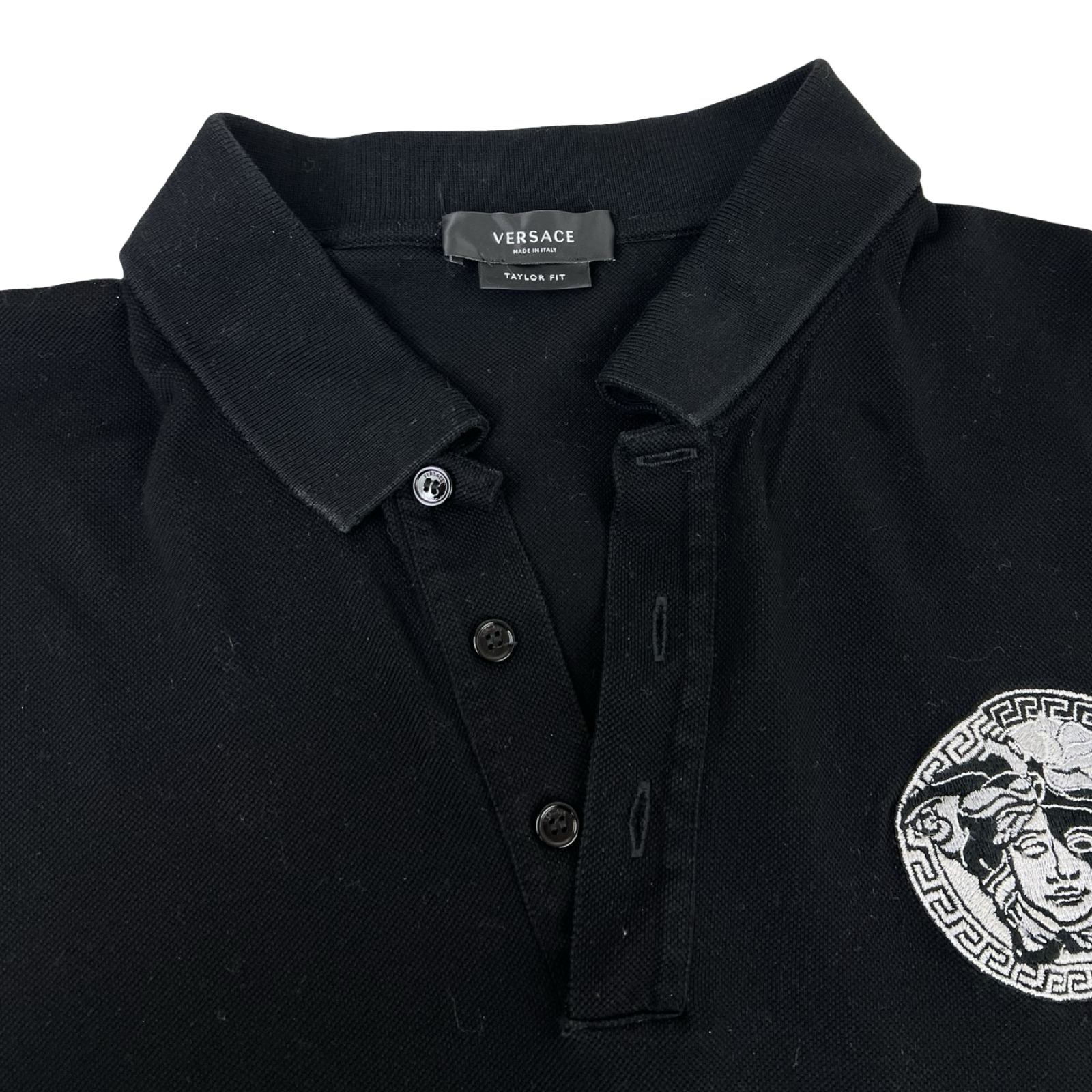 Versace Embroidered Medusa Taylor Fit Polo Shirt Black
