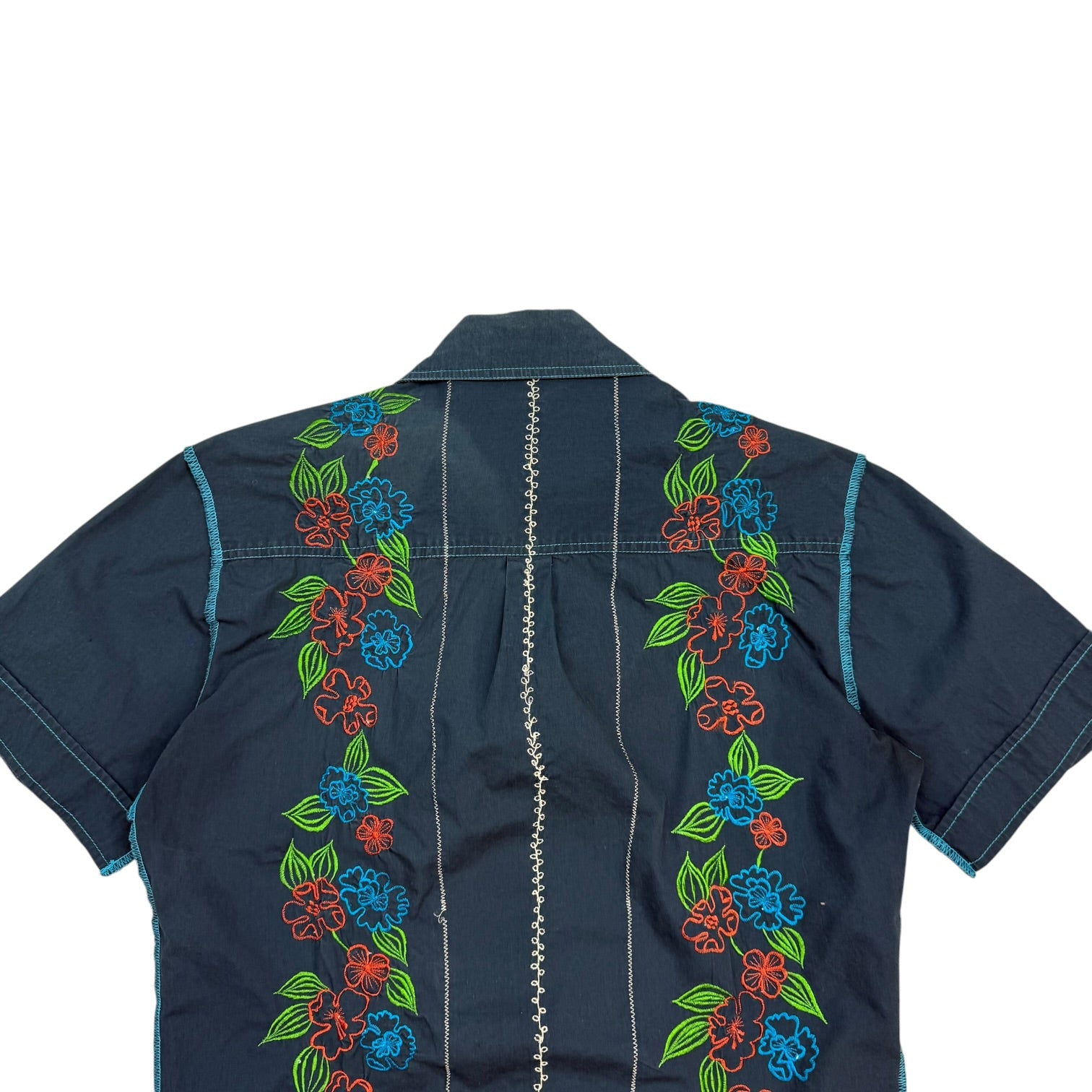 Vintage Dolce & Gabbana Floral Button Up Shirt Navy Blue