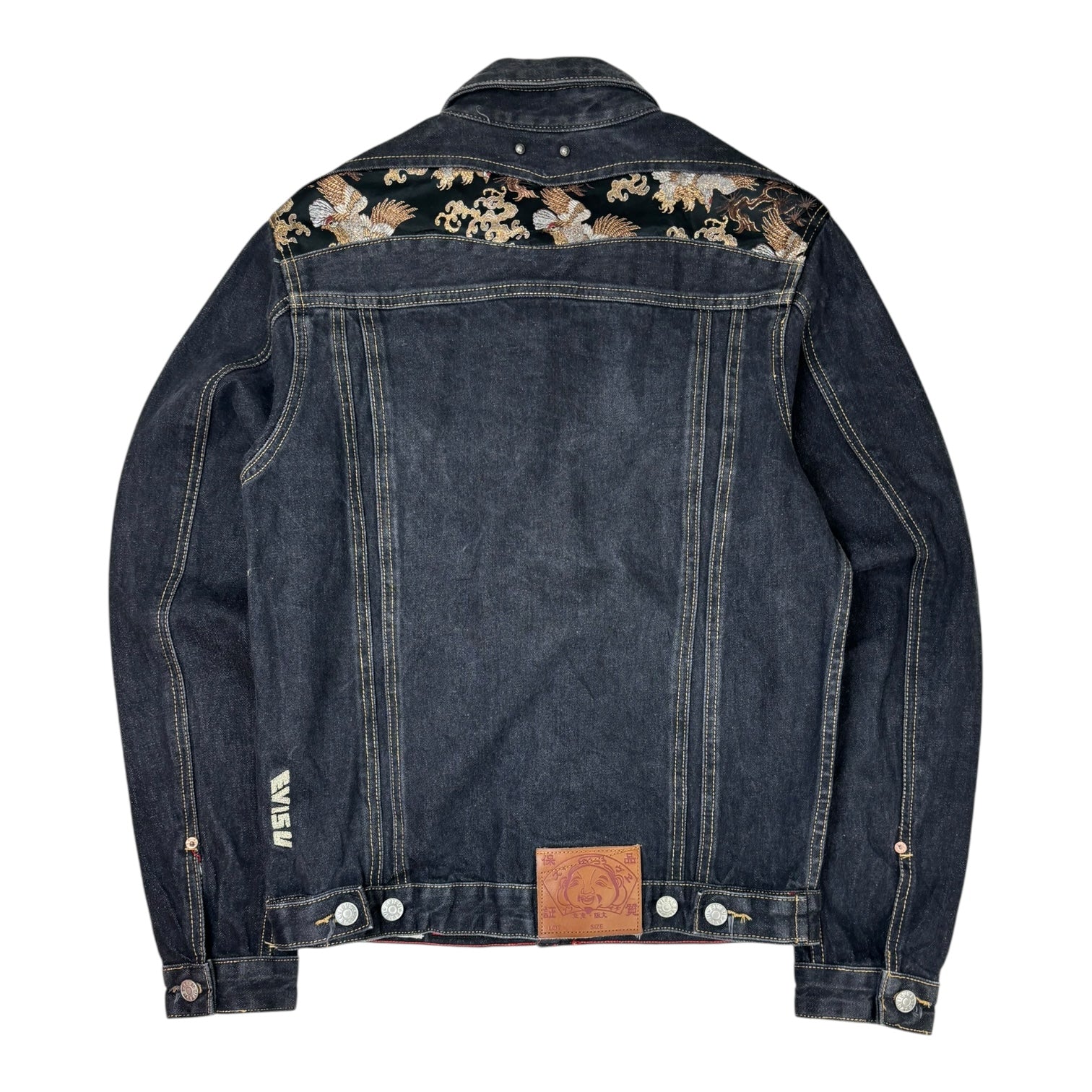 Evisu Embroidered Brocade Seagull Denim Jacket Dark Wash