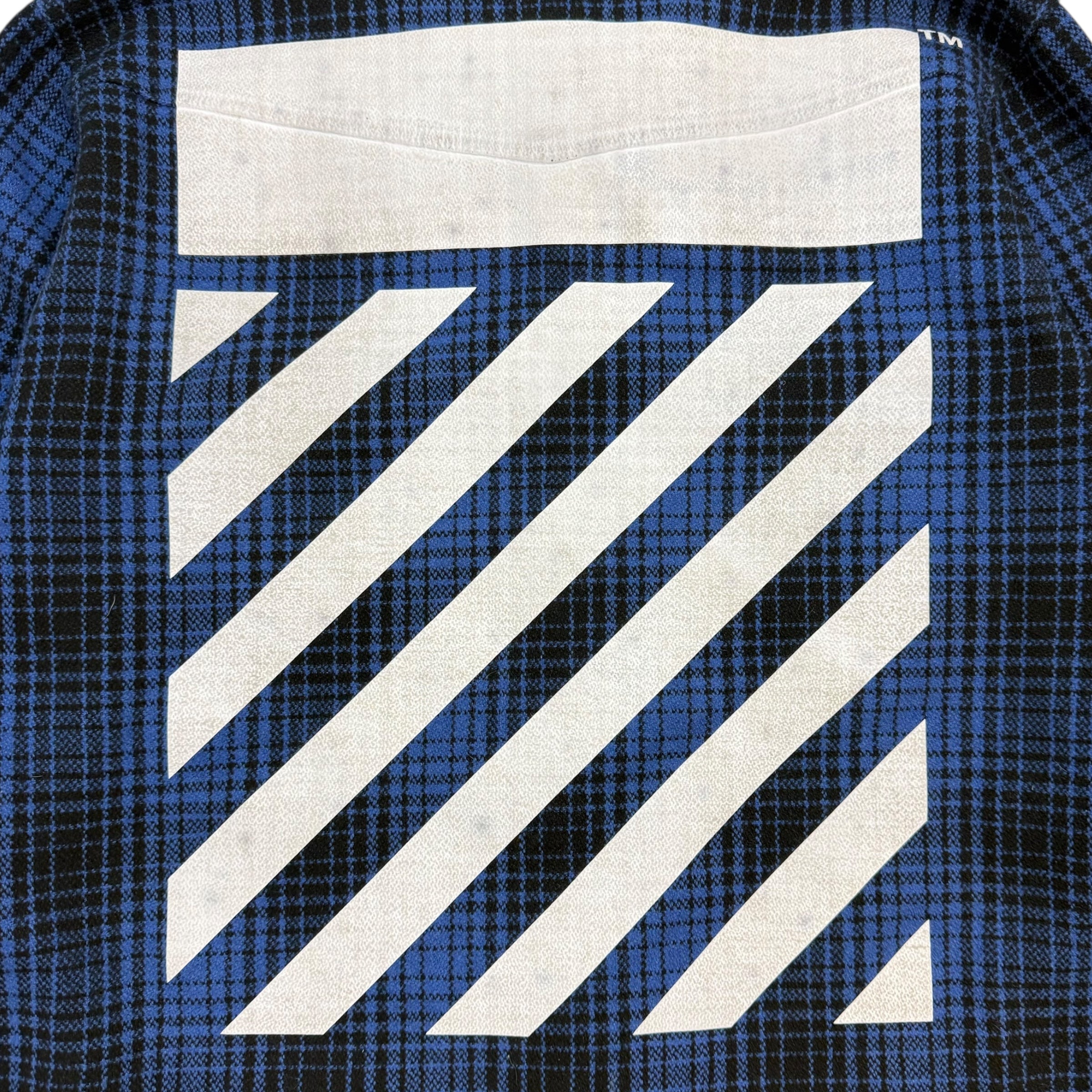 Off-White Tartan Wool Flannel Button Up Blue/Black