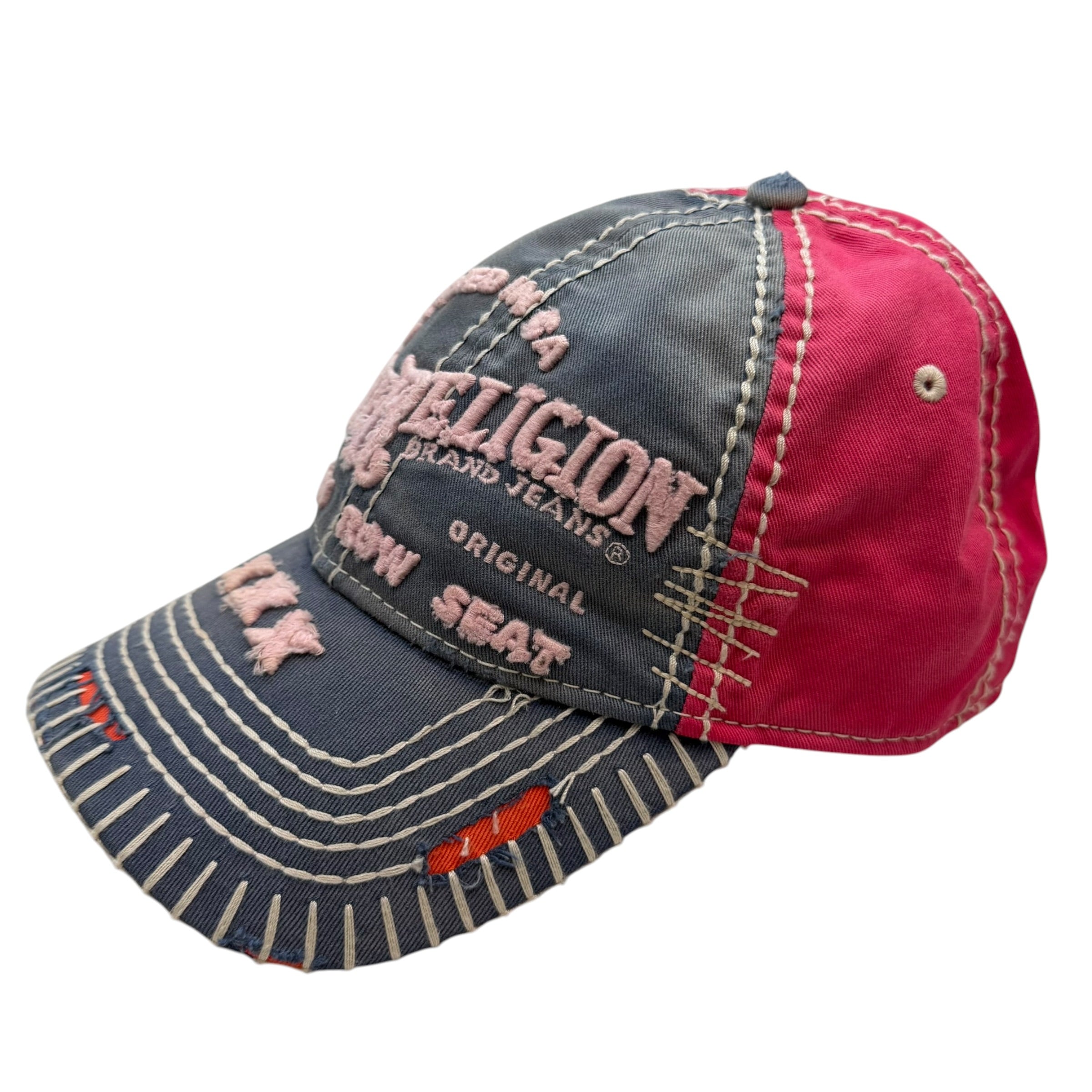 Vintage Y2K True Religion Denim Triple X Baseball Cap Pink
