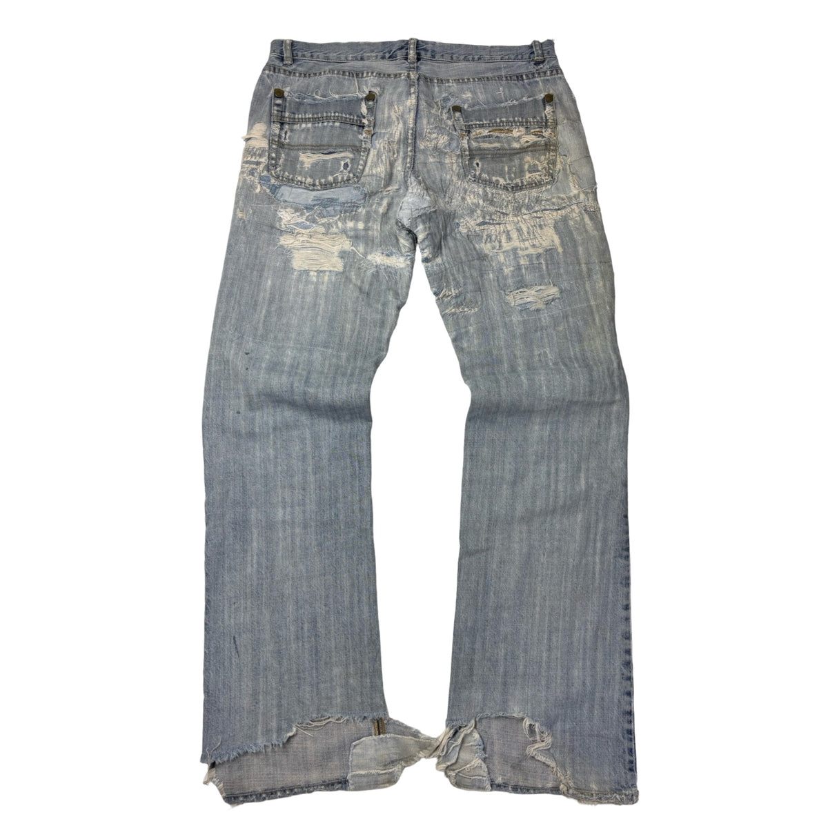Vintage Repaired Flared Denim Light Wash