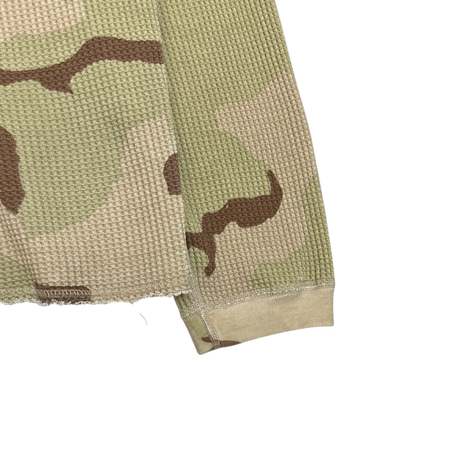 Stussy Waffleknit Longsleeve Tee Camo Green/Beige