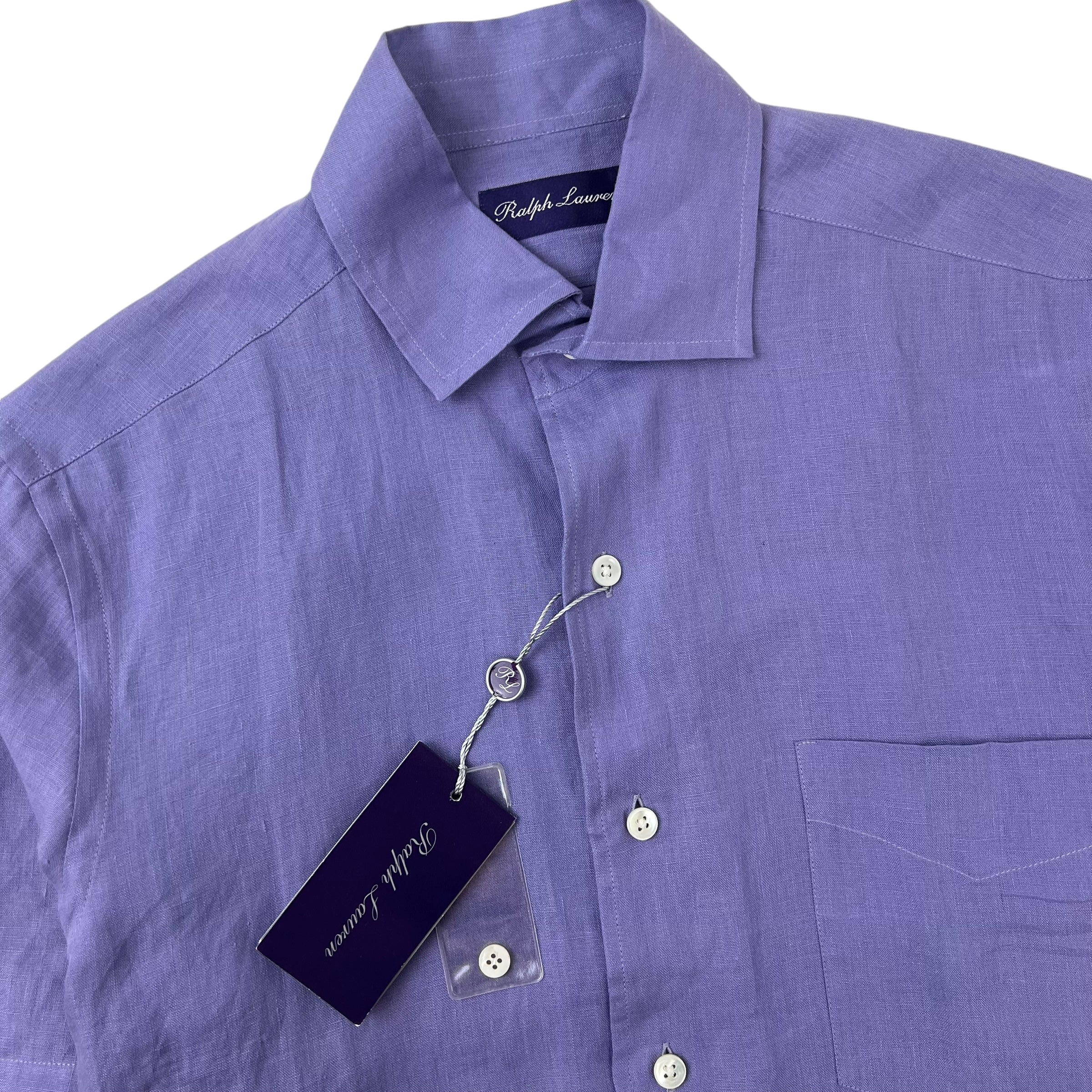 Vintage Ralph Lauren Purple Label Linen Button-Up T-Shirt