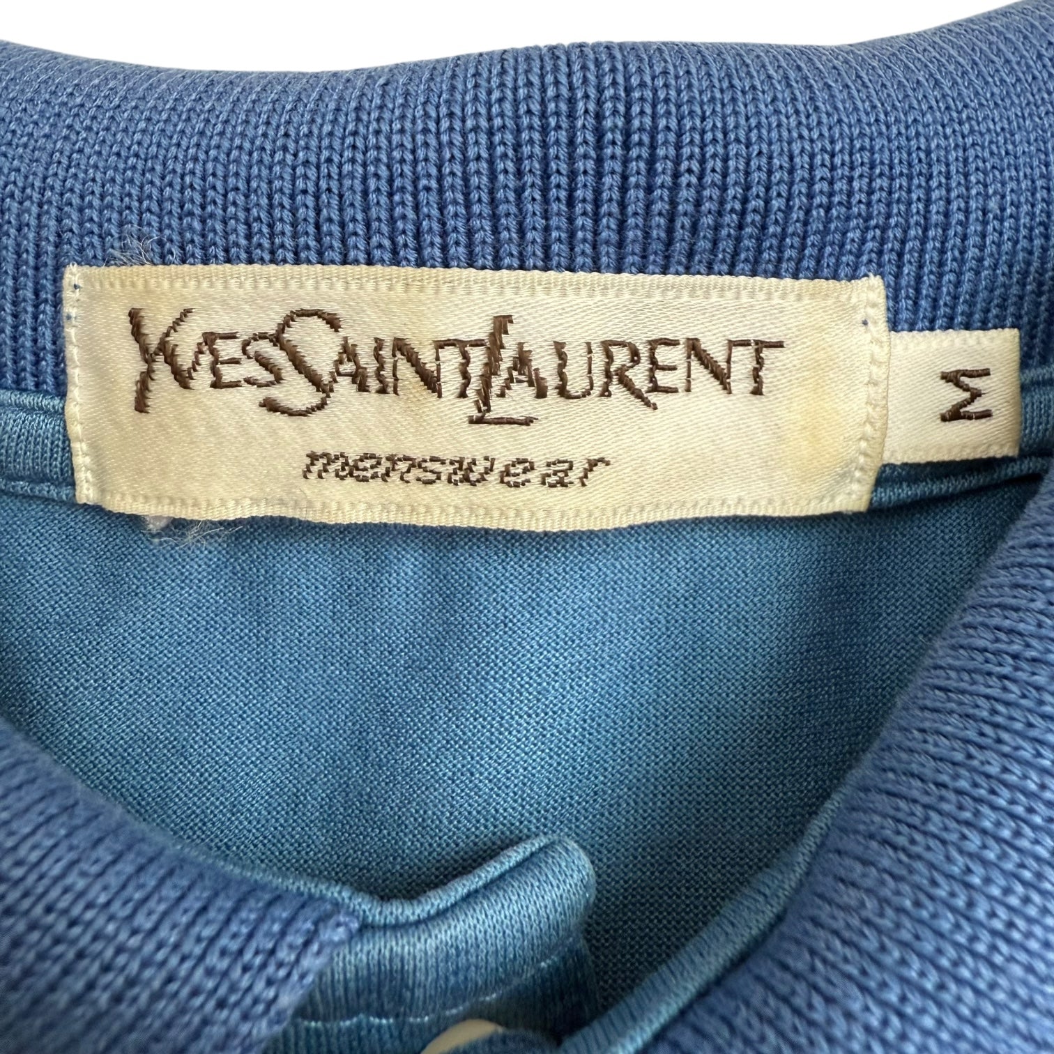 Vintage YSL Button Up Polo Shirt Blue