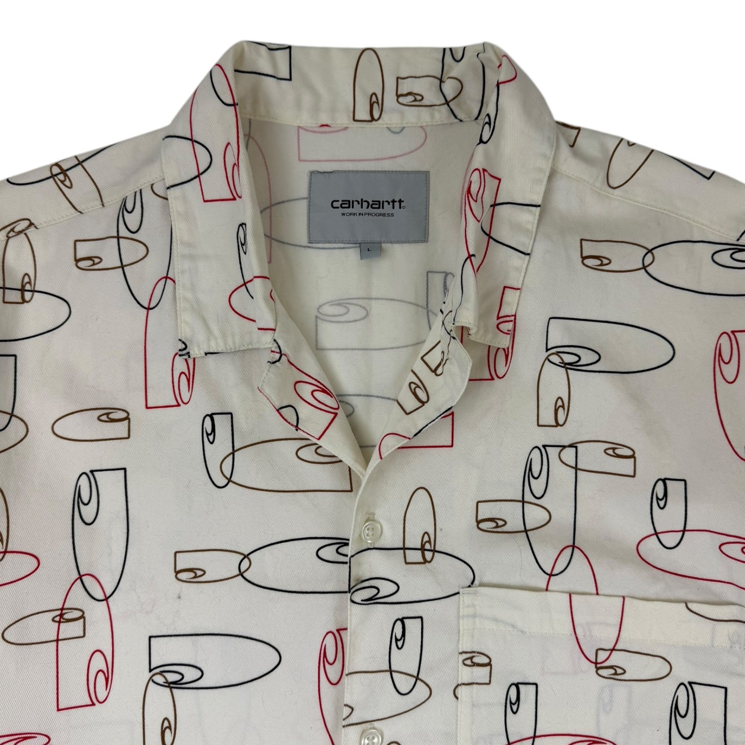 Carhartt WIP Short Sleeve Button Up Sumor Shirt in Outline Print Wax White