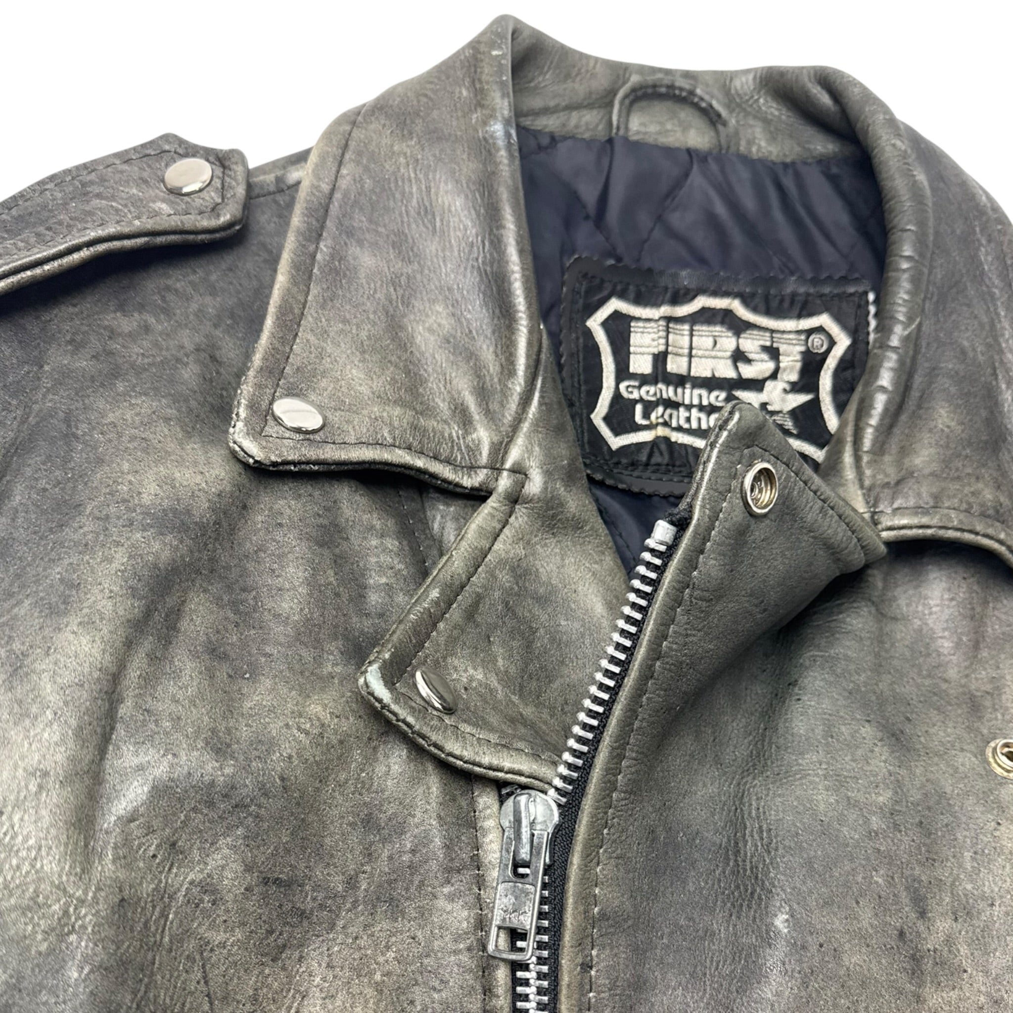 Vintage First Genuine Leather Biker Jacket