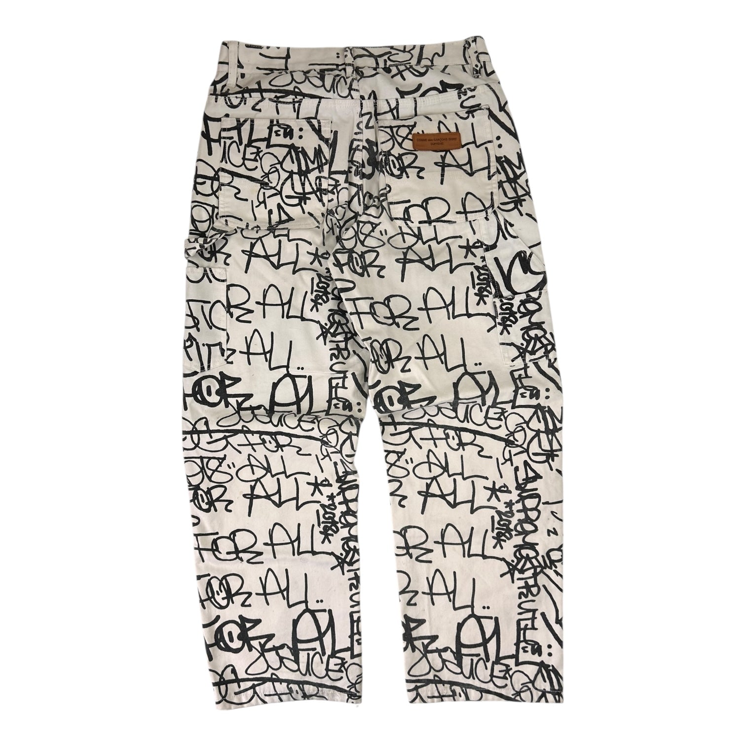 Supreme x Comme Des Garçon Shirt Justice For All Graffiti Pants White