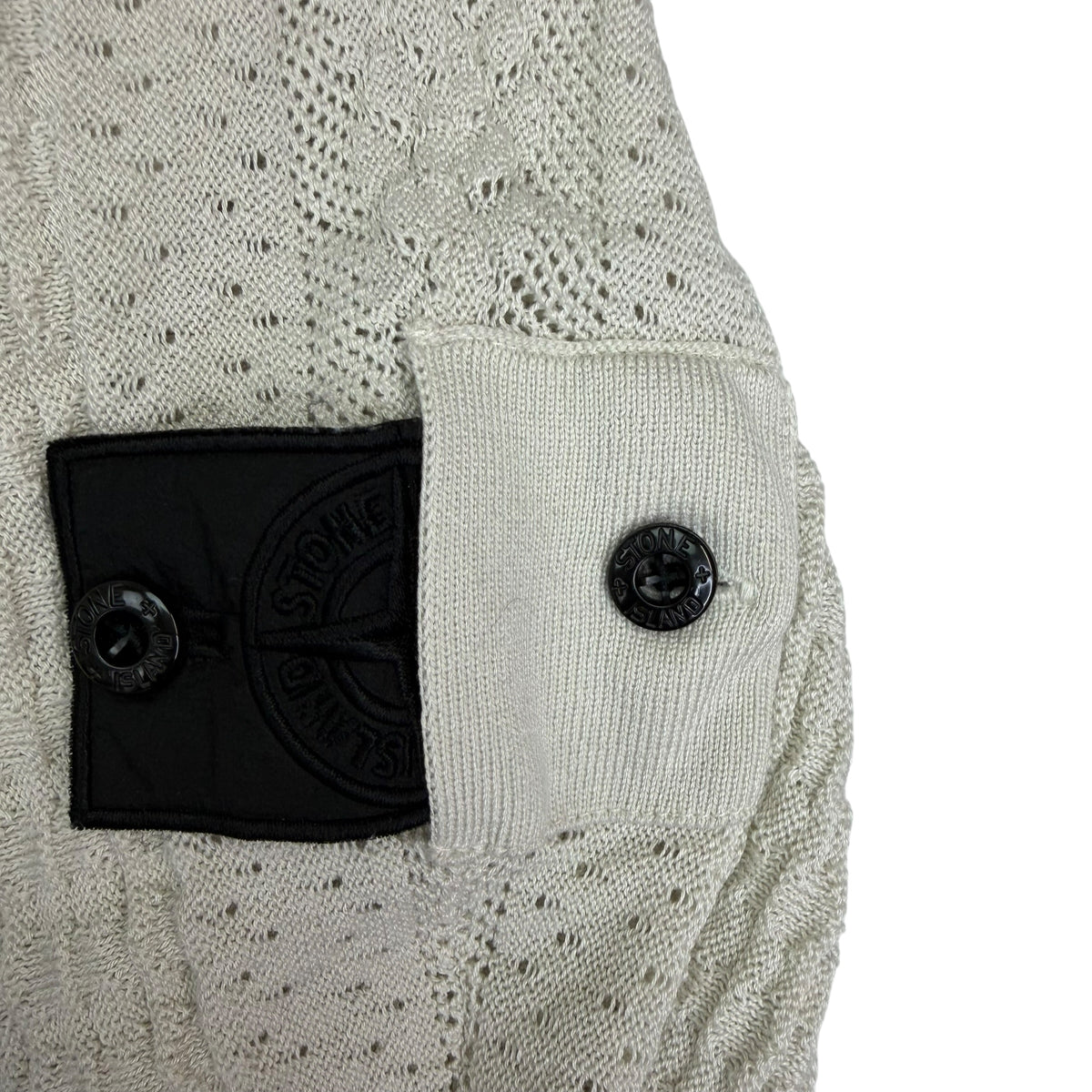 Stone Island Shadow Project Japanese Aran Knit Cardigan Cream