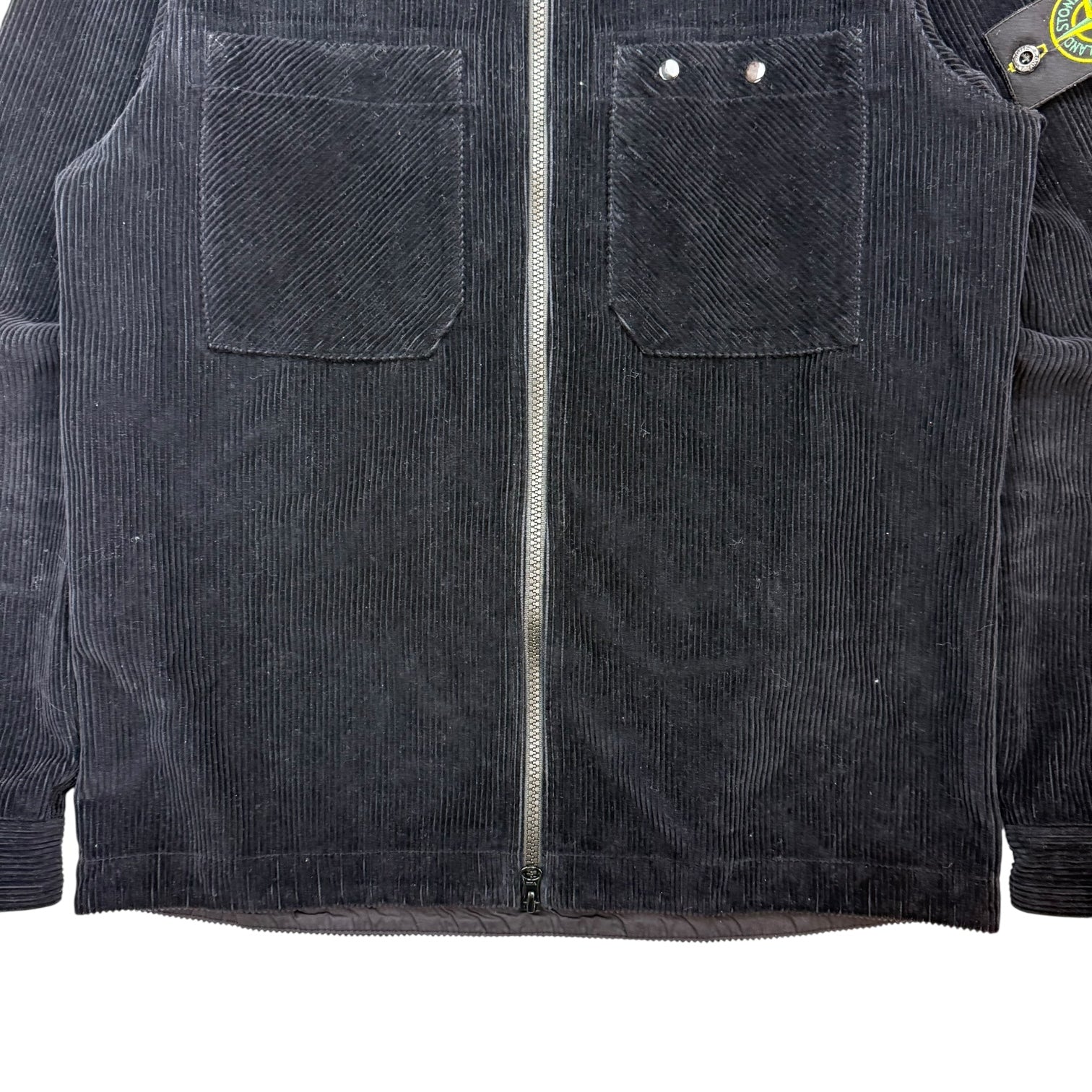 Stone Island Corduroy Zip Up Jacket Black