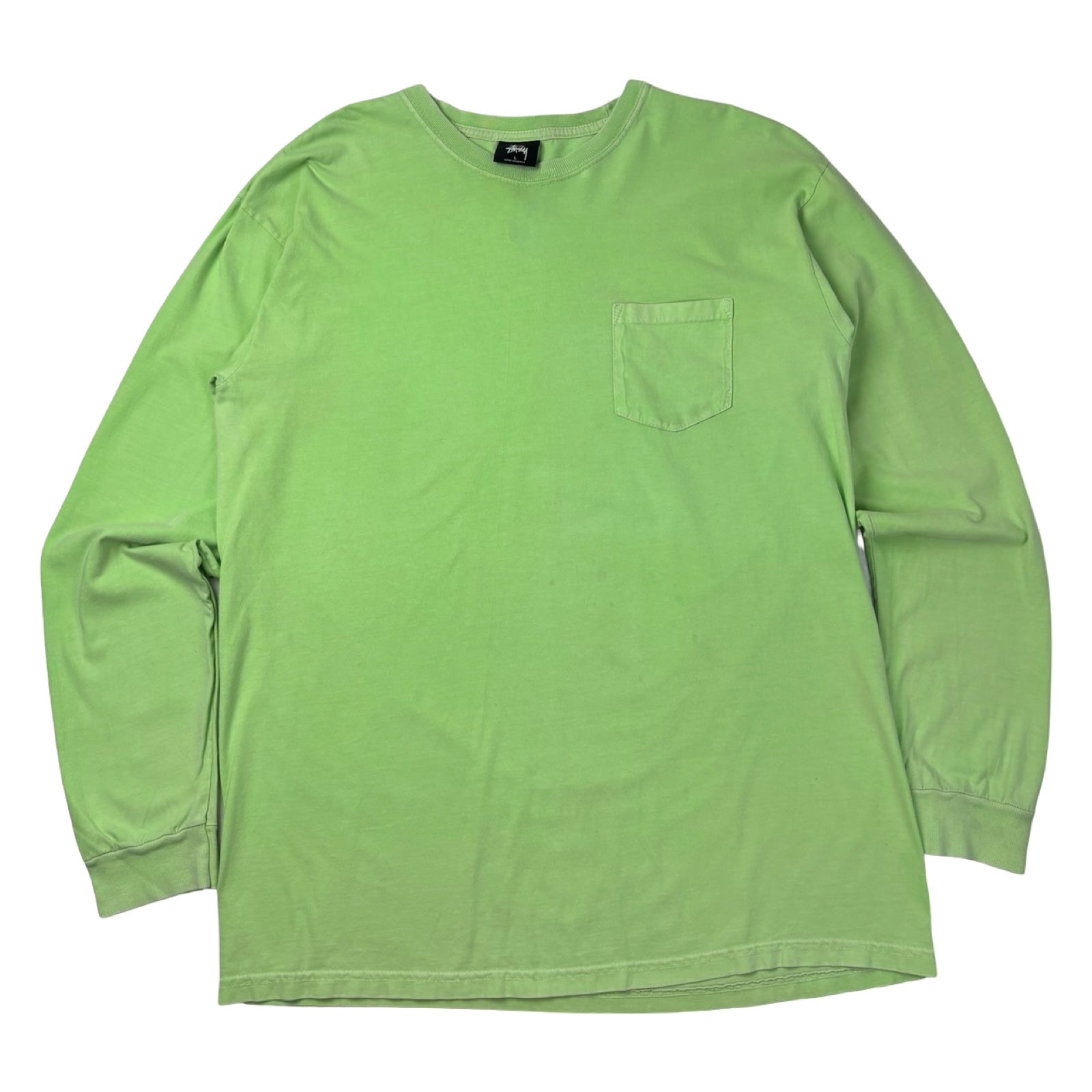 Stussy Camo Script Pocket L/S Tee Lime Green
