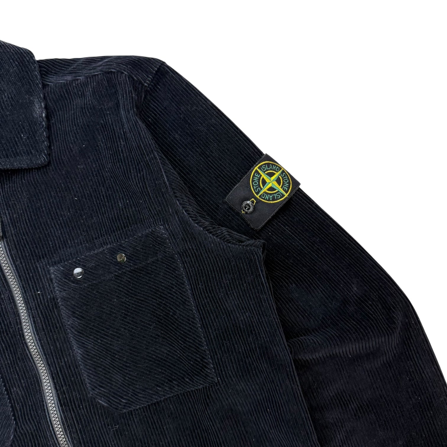 Stone Island Corduroy Zip Up Jacket Black