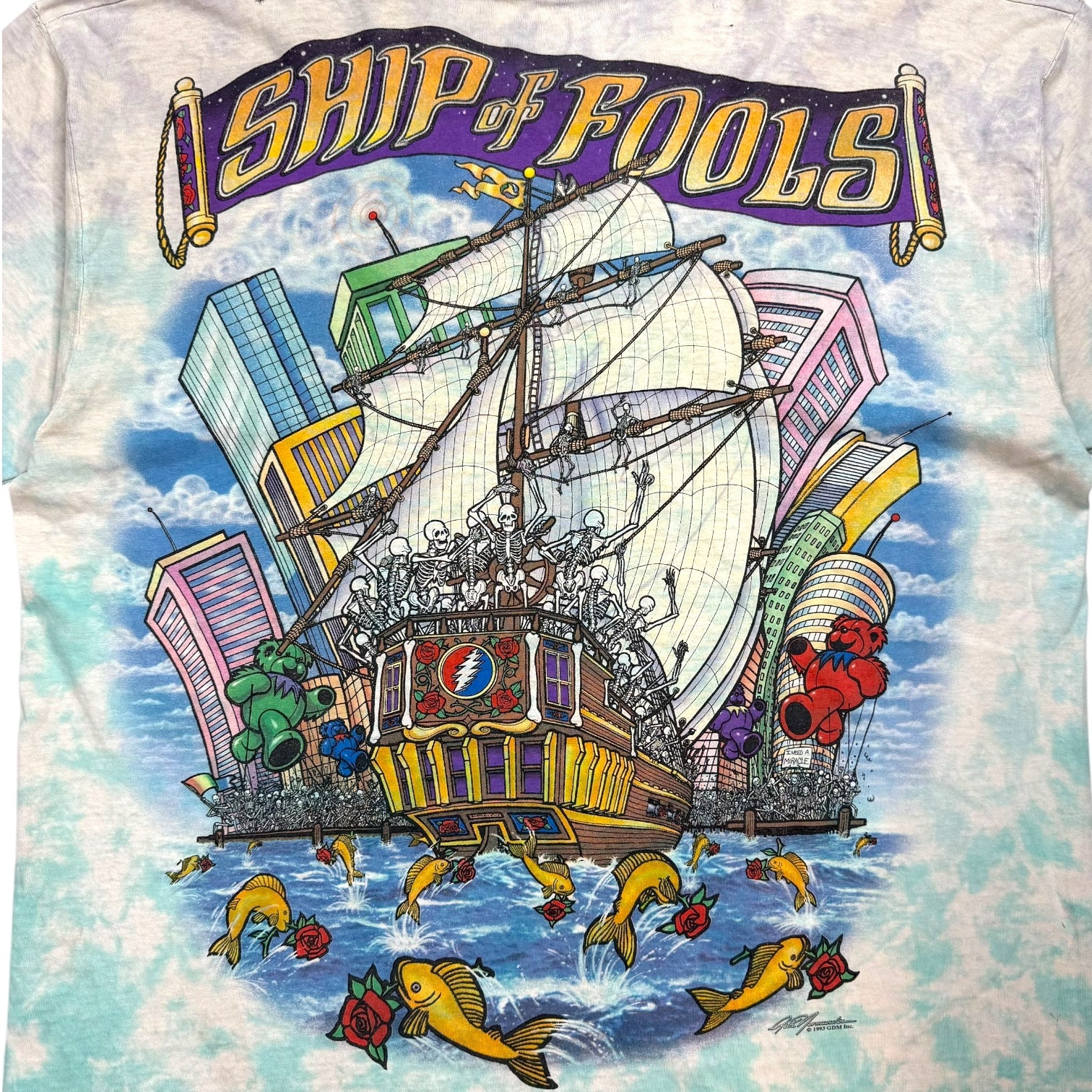 1993 Liquid Blue Grateful Dead Ship Of Fools Tee White