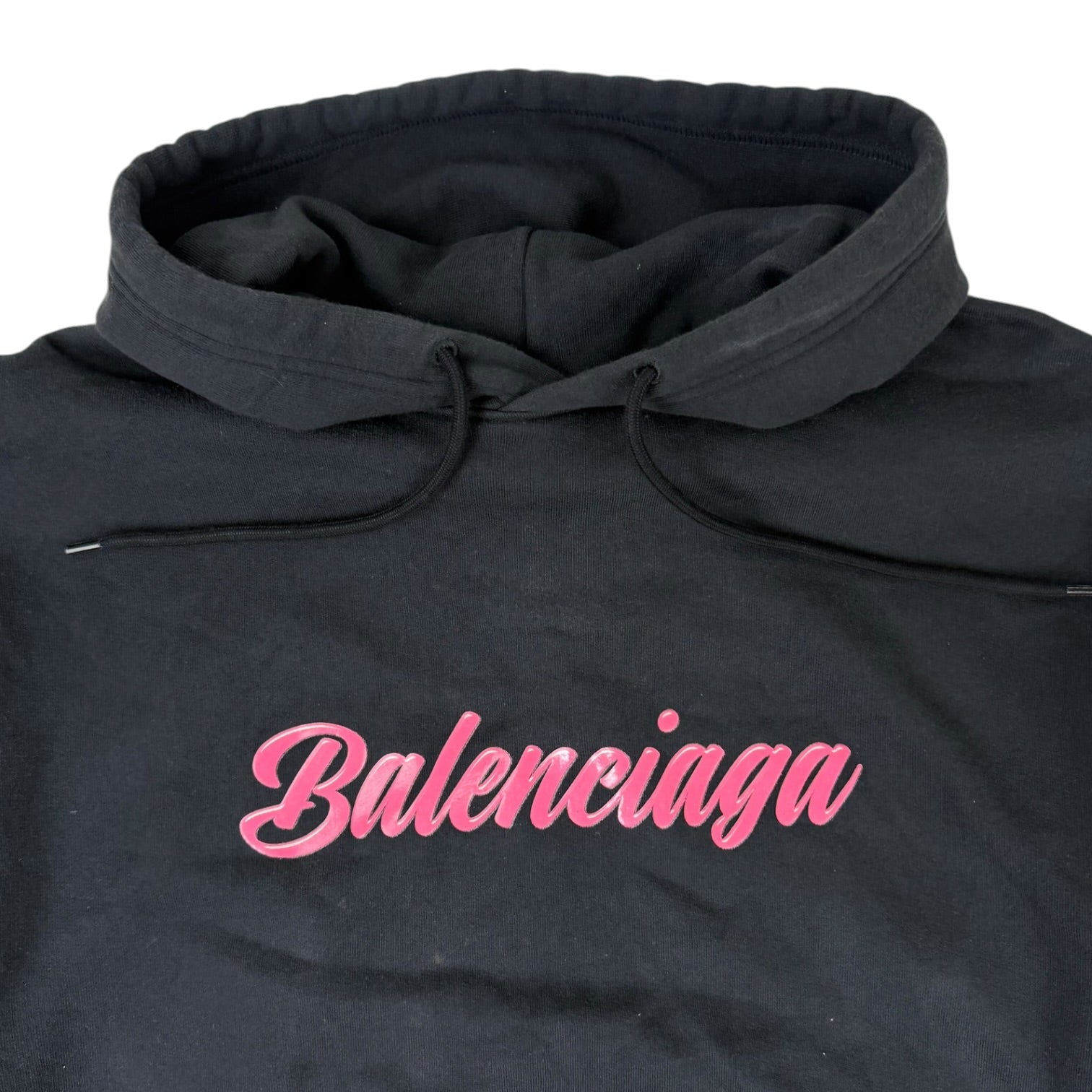 Balenciaga Cursive Logo Hoodie Black